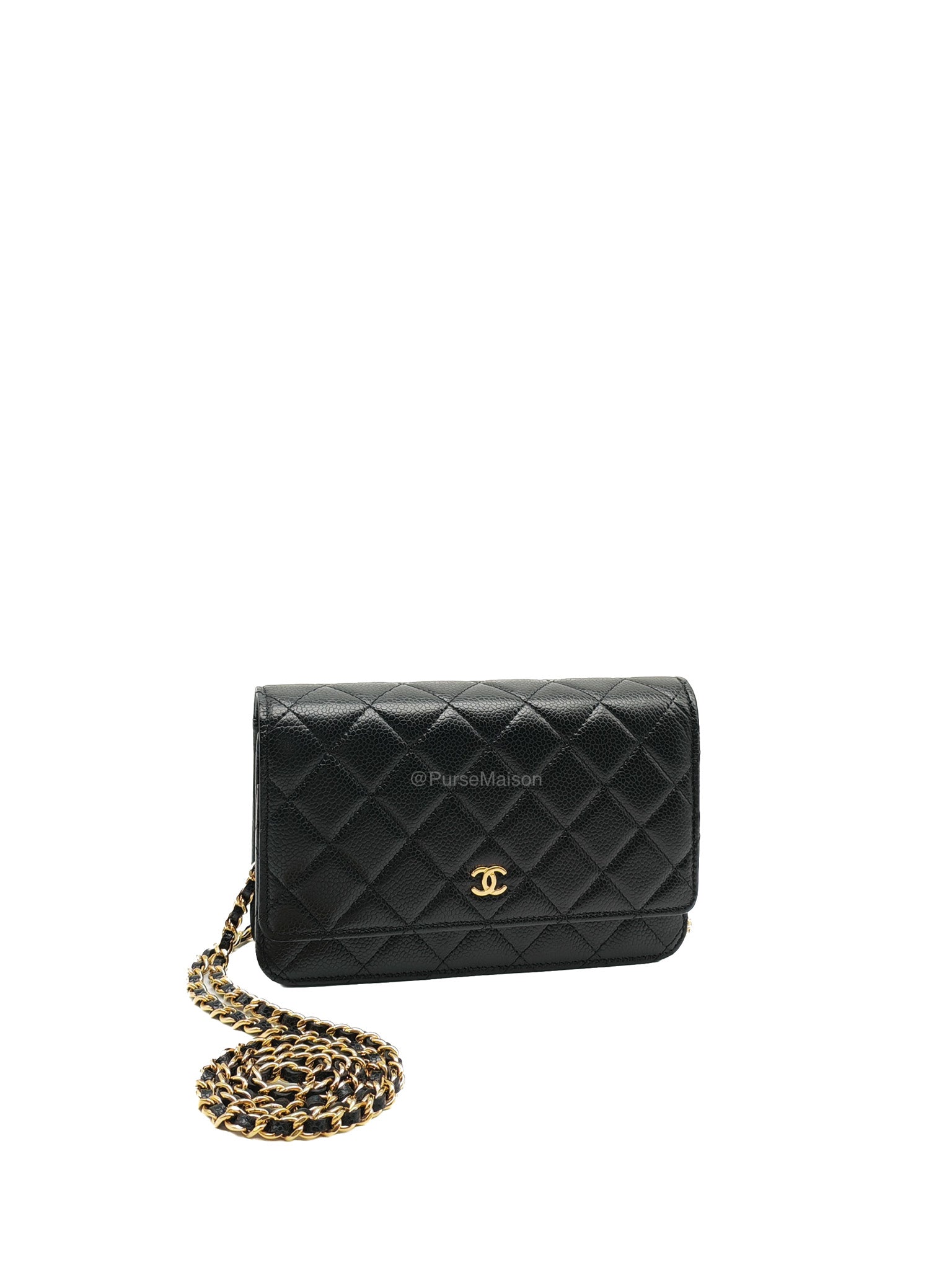 Chanel Wallet on Chain (WOC) in Black Caviar Leather and Gold Hardware (Microchip) | Purse Maison Luxury Bags Shop