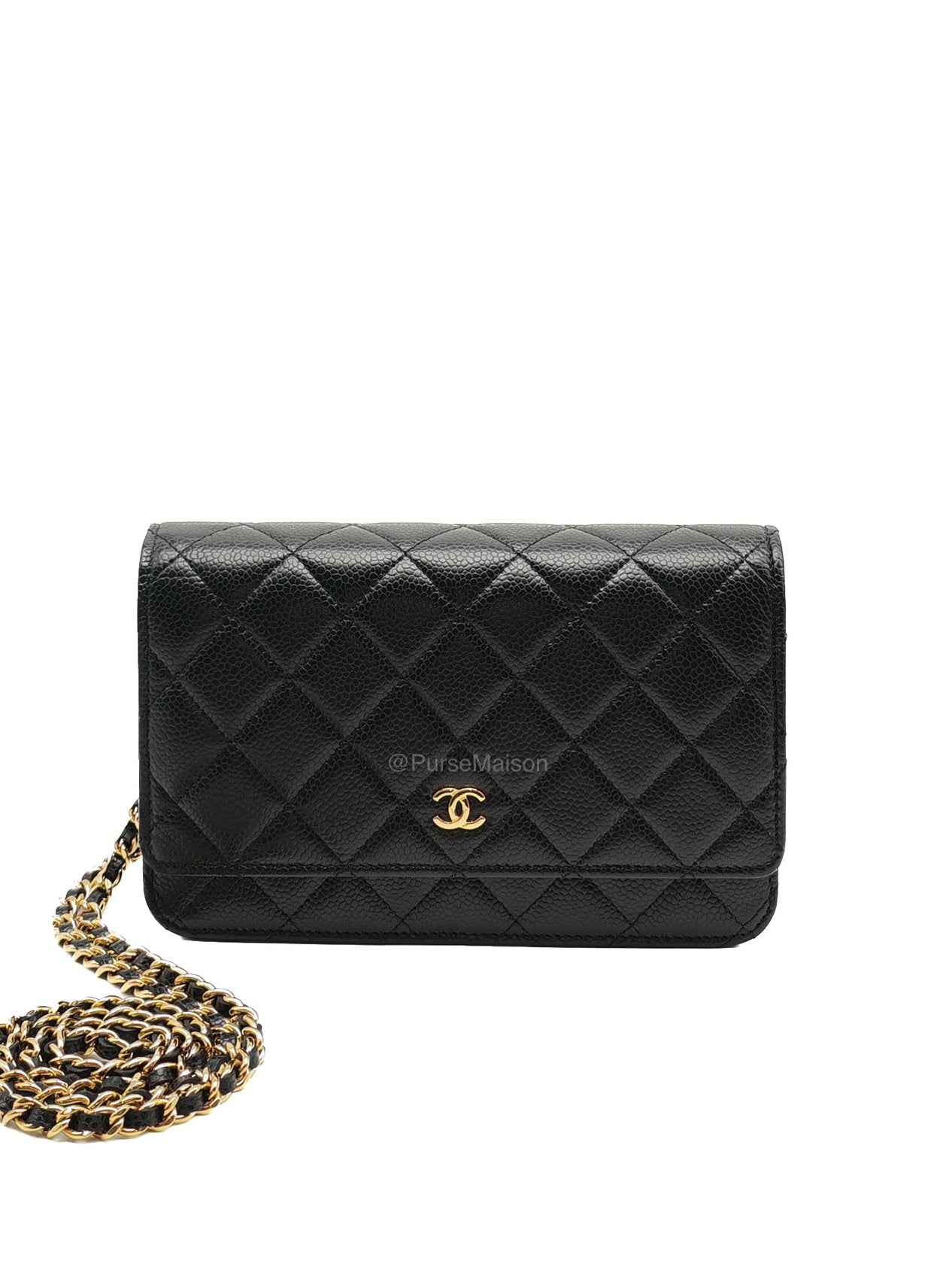 Chanel Wallet on Chain (WOC) in Black Caviar Leather and Gold Hardware (Microchip) | Purse Maison Luxury Bags Shop