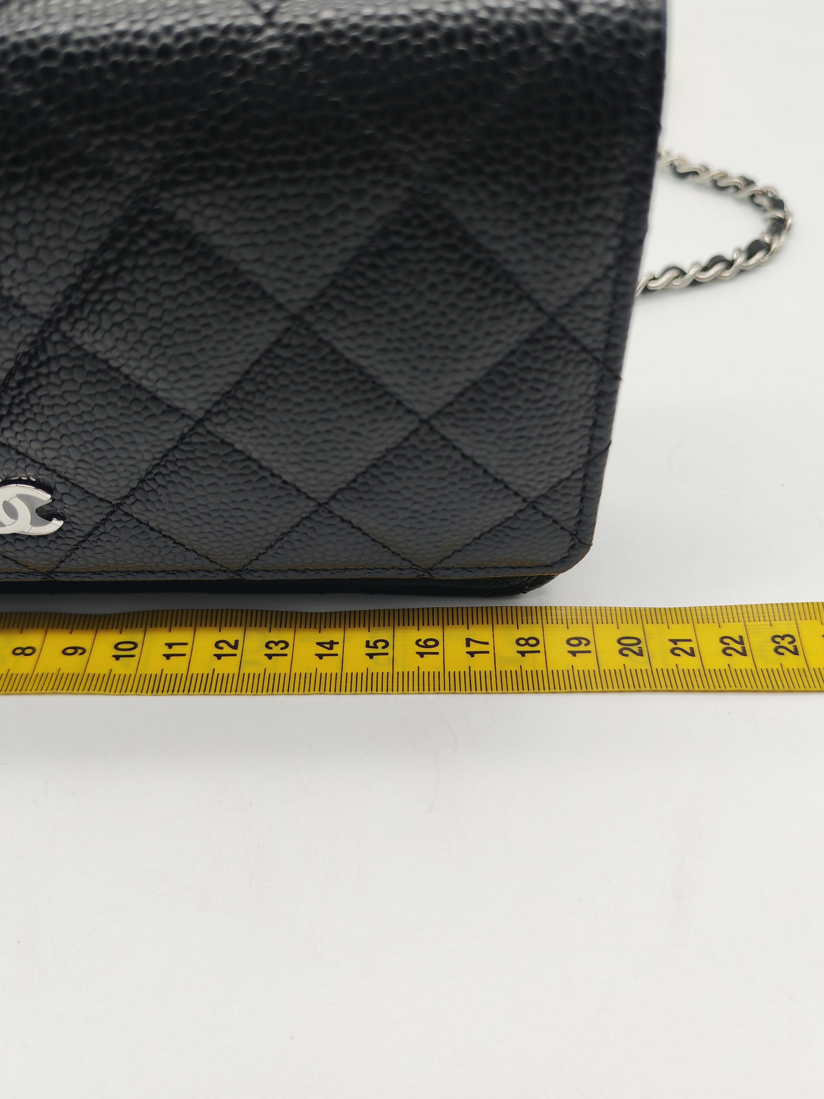 Chanel Wallet on Chain (WOC) in Black Caviar Leather and Silver Hardware Microchip (HC****E0) | Purse Maison Luxury Bags Shop
