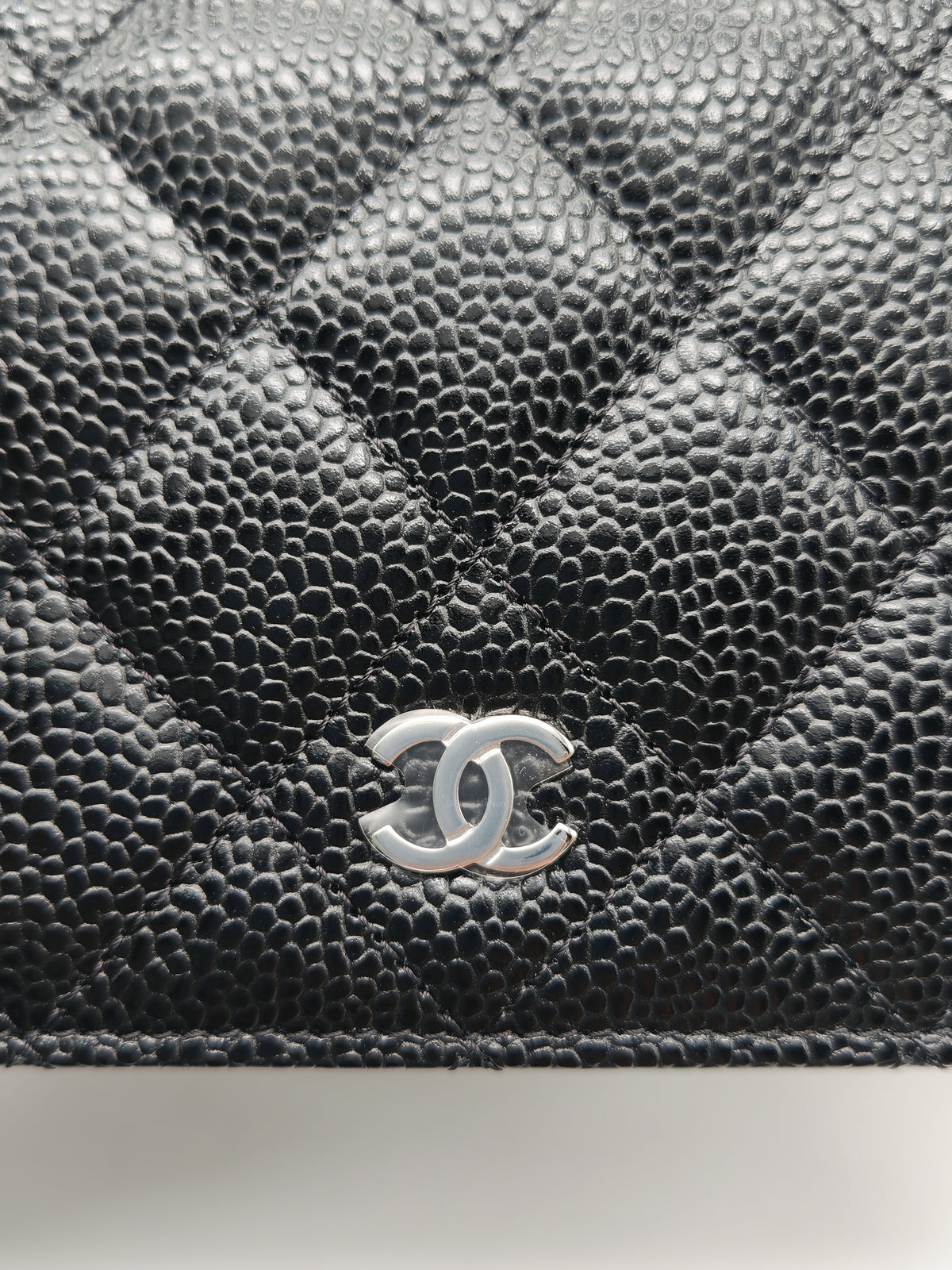 Chanel Wallet on Chain (WOC) in Black Caviar Leather and Silver Hardware Microchip (HC****E0) | Purse Maison Luxury Bags Shop