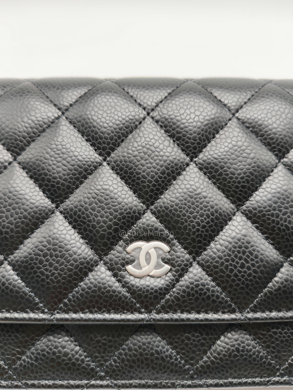 Chanel Wallet on Chain (WOC) in Black Caviar Leather Silver Hardware Microchip (X9****PL) | Purse Maison Luxury Bags Shop