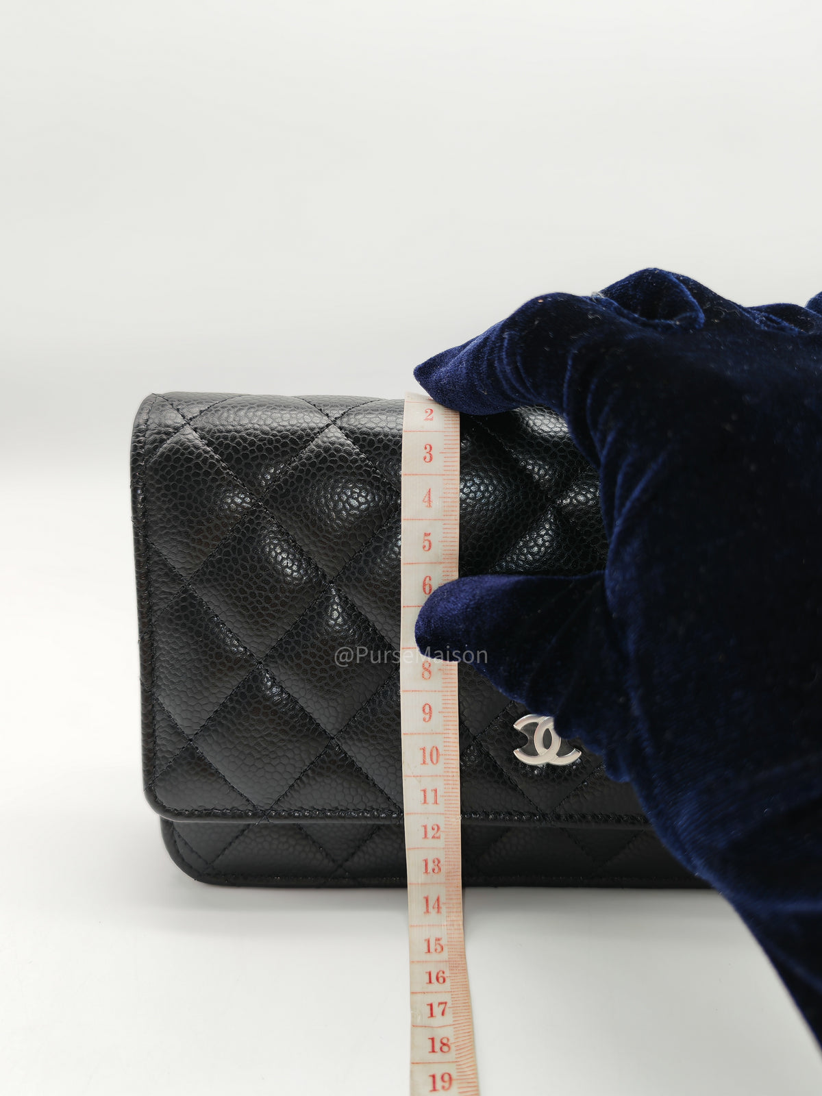 Chanel Wallet on Chain (WOC) in Black Caviar Leather Silver Hardware Microchip (X9****PL) | Purse Maison Luxury Bags Shop