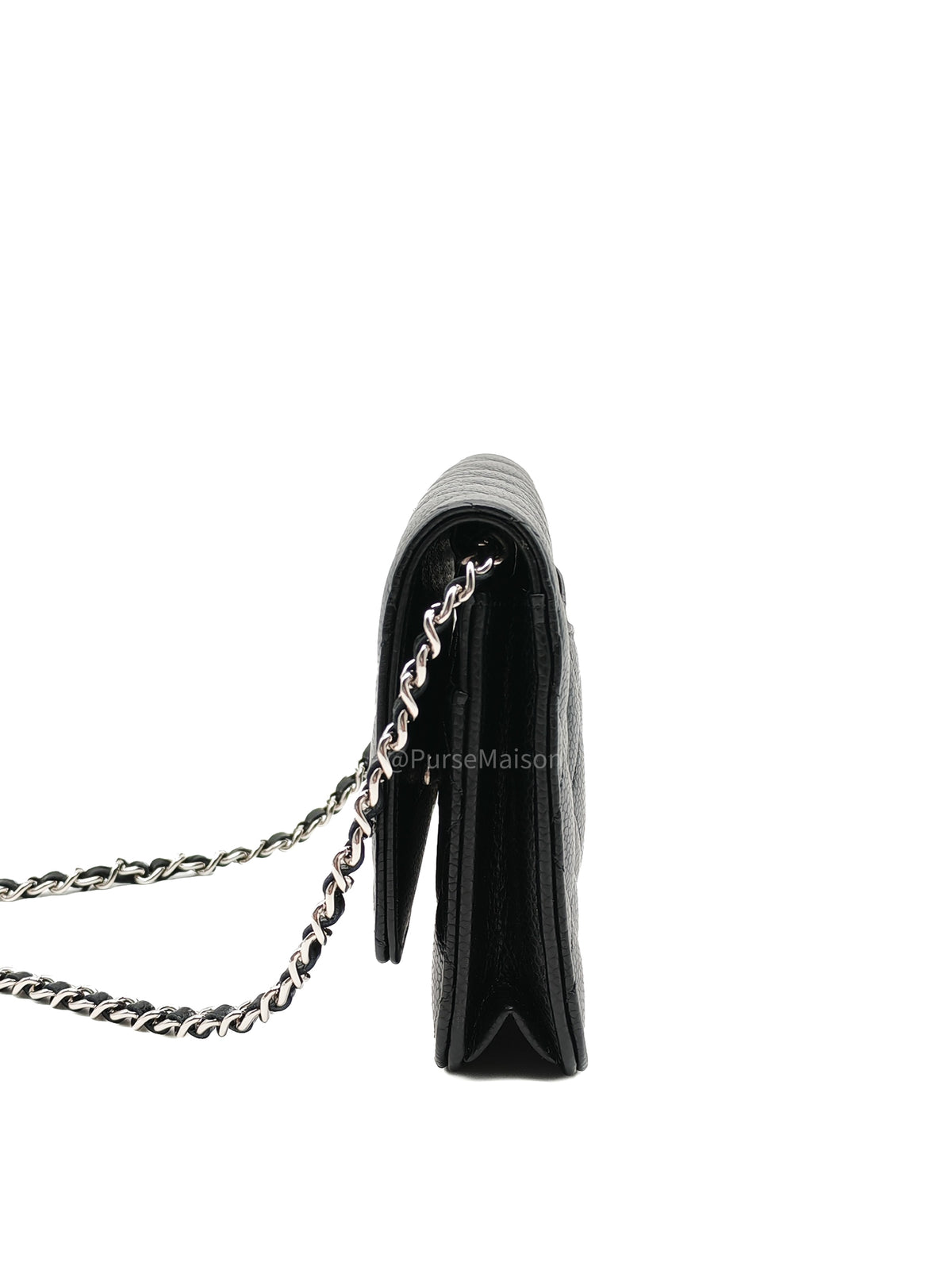 Chanel Wallet on Chain (WOC) in Black Caviar Leather Silver Hardware Microchip (X9****PL) | Purse Maison Luxury Bags Shop