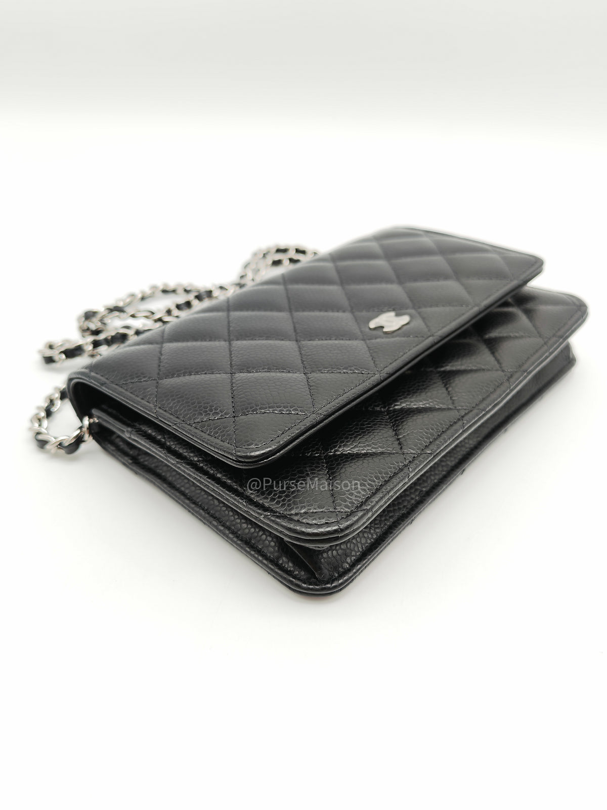 Chanel Wallet on Chain (WOC) in Black Caviar Leather Silver Hardware Microchip (X9****PL) | Purse Maison Luxury Bags Shop