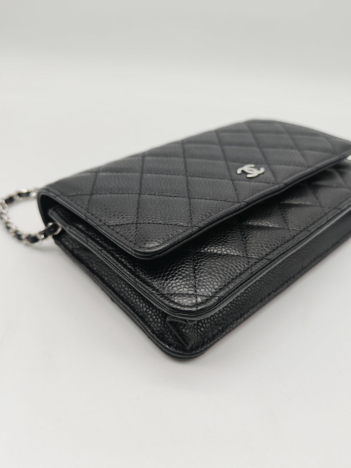 Chanel Wallet on Chain (WOC) in Black Caviar Leather Silver Hardware Microchip(A2****8K) | Purse Maison Luxury Bags Shop