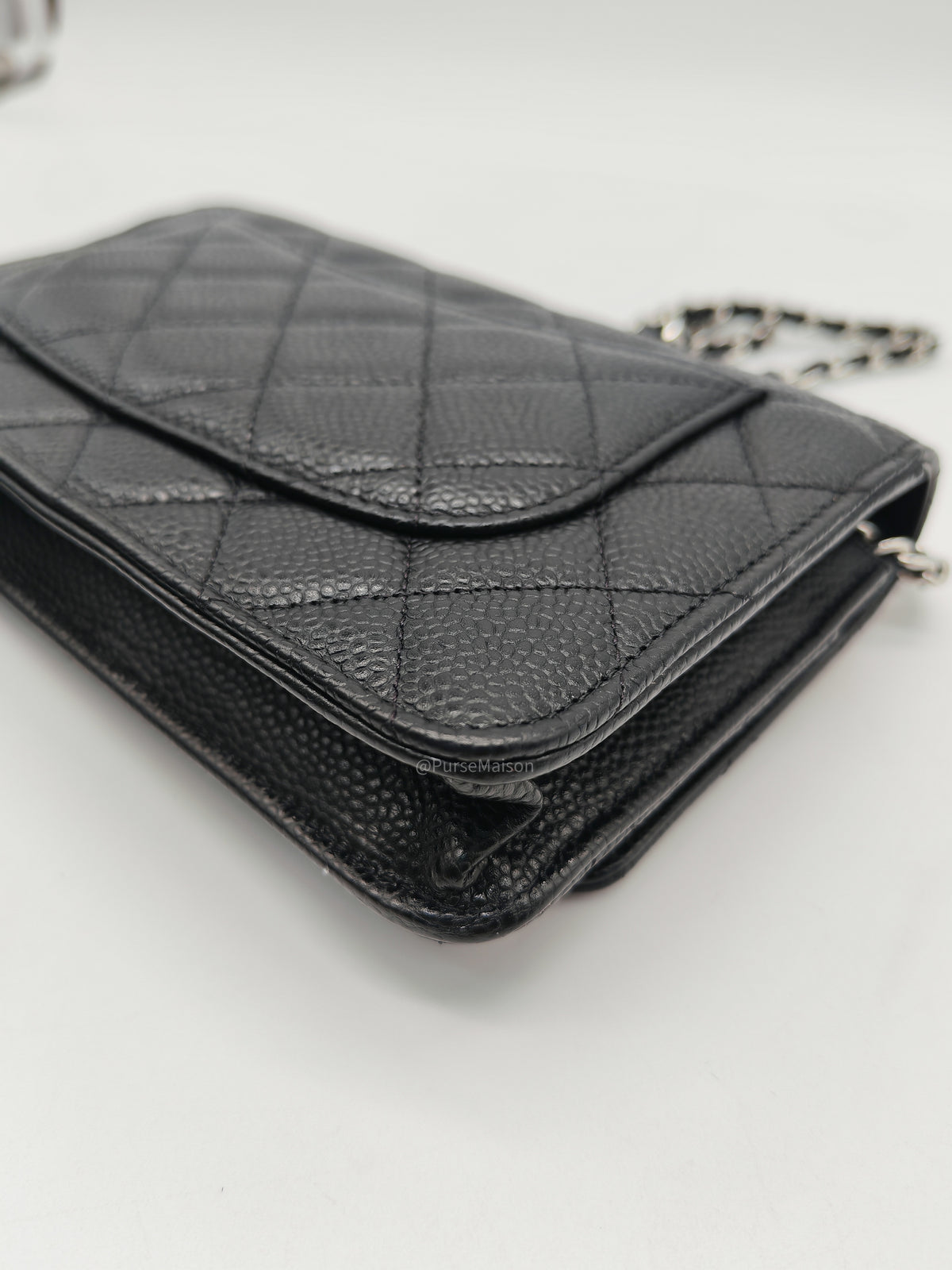 Chanel Wallet on Chain (WOC) in Black Caviar Leather Silver Hardware Microchip(A2****8K) | Purse Maison Luxury Bags Shop