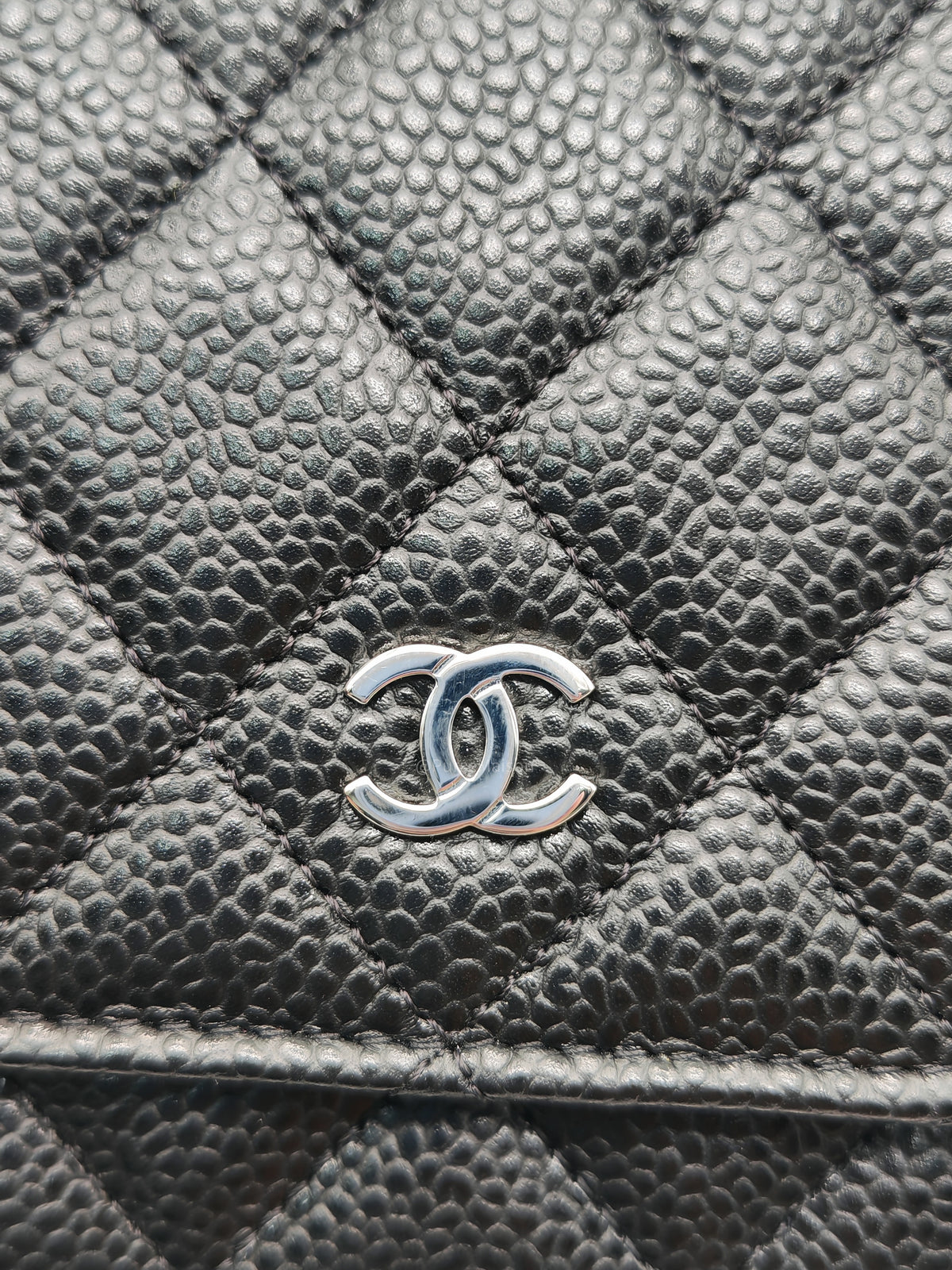 Chanel Wallet on Chain (WOC) in Black Caviar Leather Silver Hardware Microchip(A2****8K) | Purse Maison Luxury Bags Shop