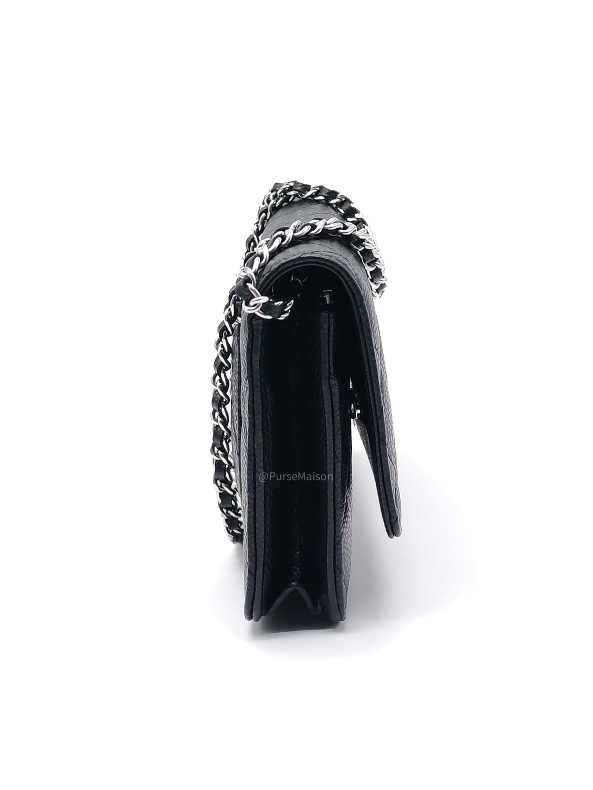 Chanel Wallet on Chain (WOC) in Black Caviar Leather Silver Hardware Microchip(A2****8K) | Purse Maison Luxury Bags Shop