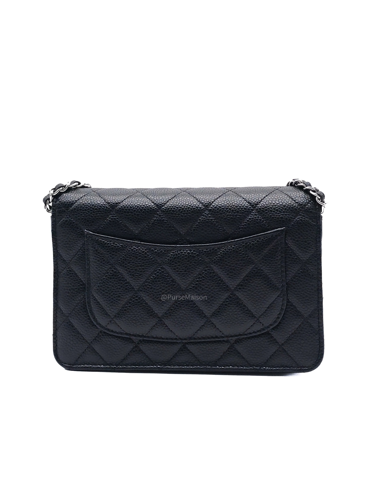 Chanel Wallet on Chain (WOC) in Black Caviar Leather Silver Hardware Microchip(A2****8K) | Purse Maison Luxury Bags Shop