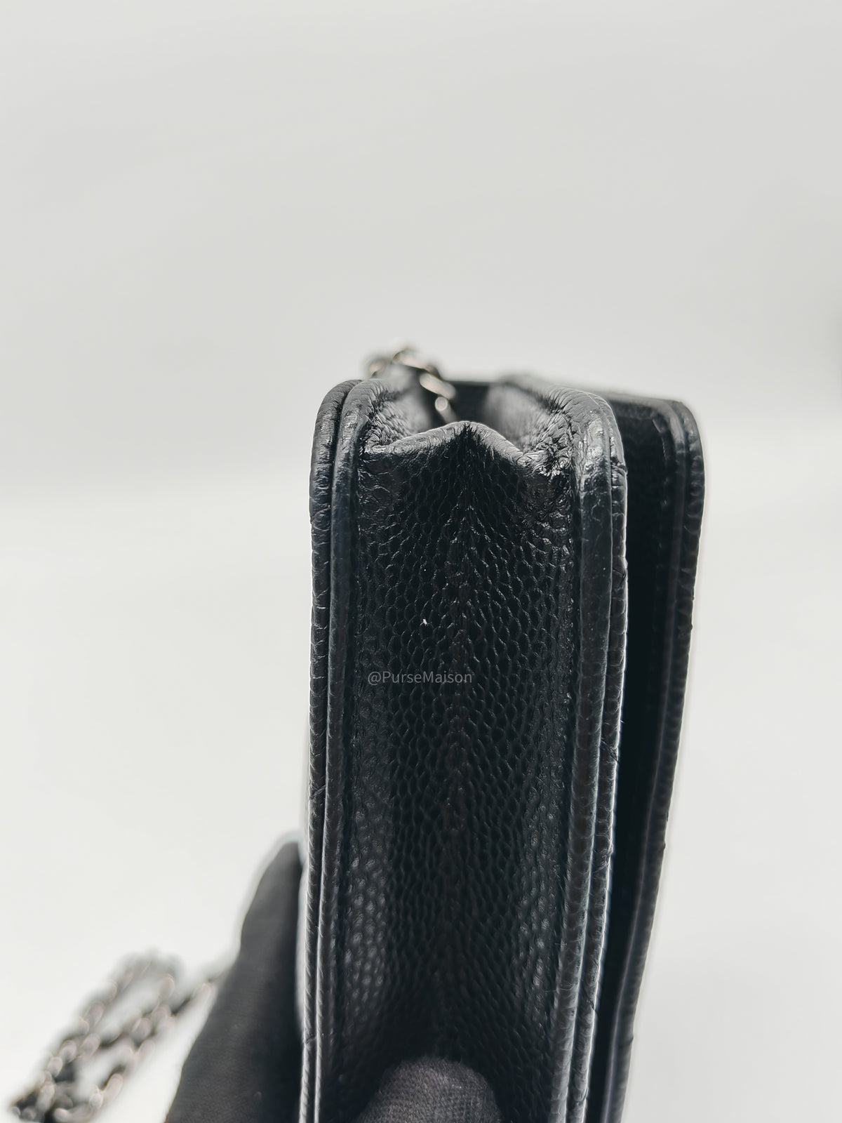 Chanel Wallet on Chain (WOC) in Black Caviar Leather Silver Hardware Microchip(A2****8K) | Purse Maison Luxury Bags Shop