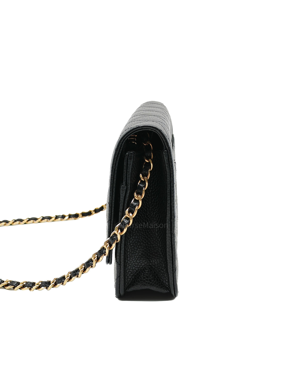 Chanel Wallet on Chain (WOC) in Black Quilted Caviar Leather and Gold Hardware Microchip | Purse Maison Luxury Bags Shop