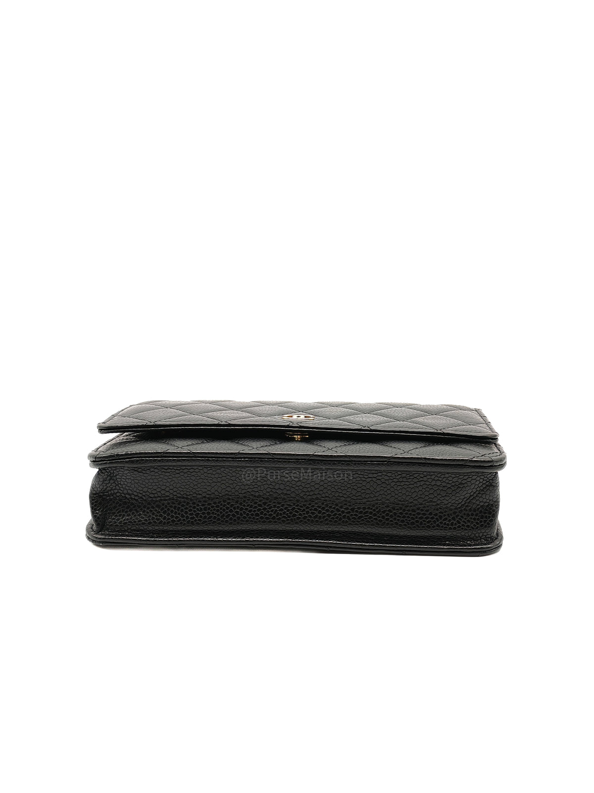 Chanel Wallet on Chain (WOC) in Black Quilted Caviar Leather and Gold Hardware Microchip | Purse Maison Luxury Bags Shop