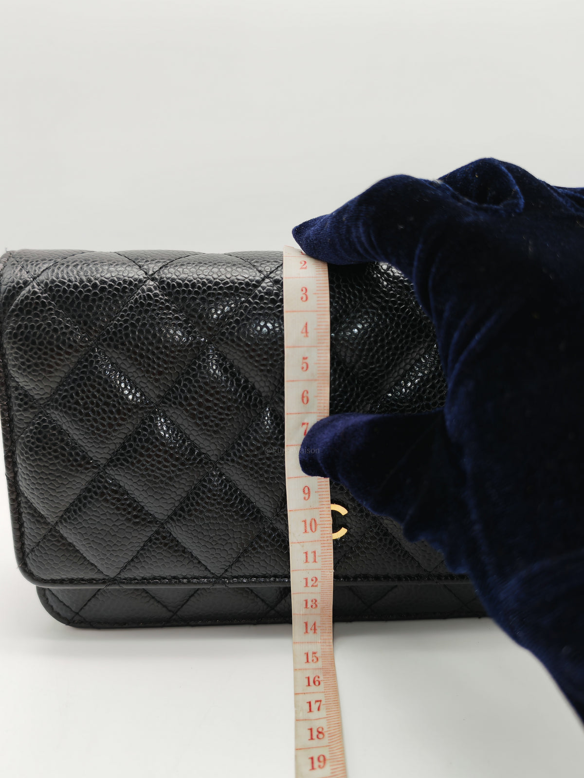 Chanel Wallet on Chain (WOC) in Black Quilted Caviar Leather and Gold Hardware Series 29 | Purse Maison Luxury Bags Shop