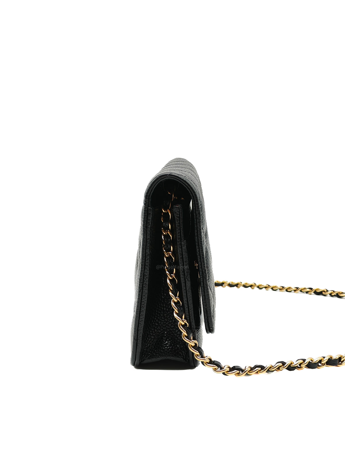 Chanel Wallet on Chain (WOC) in Black Quilted Caviar Leather and Gold Hardware Series 29 | Purse Maison Luxury Bags Shop