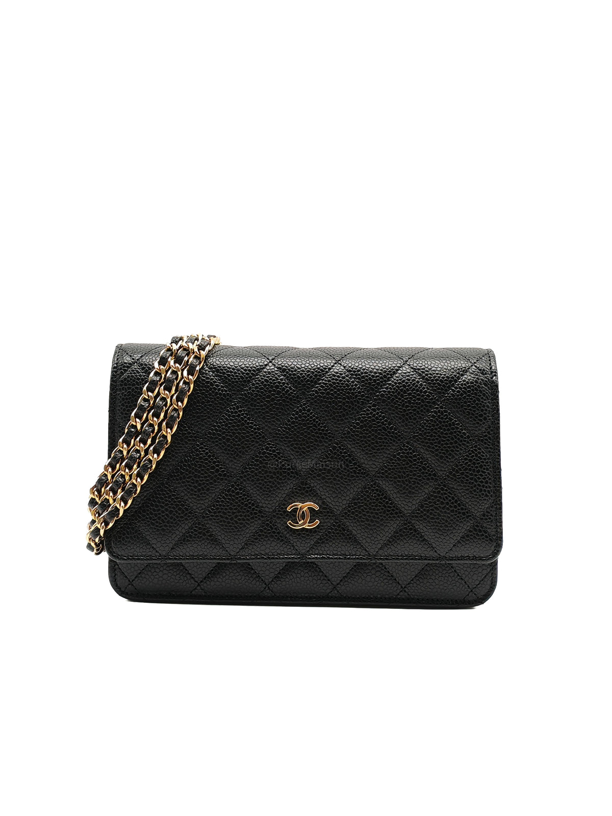 Chanel Wallet on Chain (WOC) in Black Quilted Caviar Leather & Gold Hardware Microchip | Purse Maison Luxury Bags Shop
