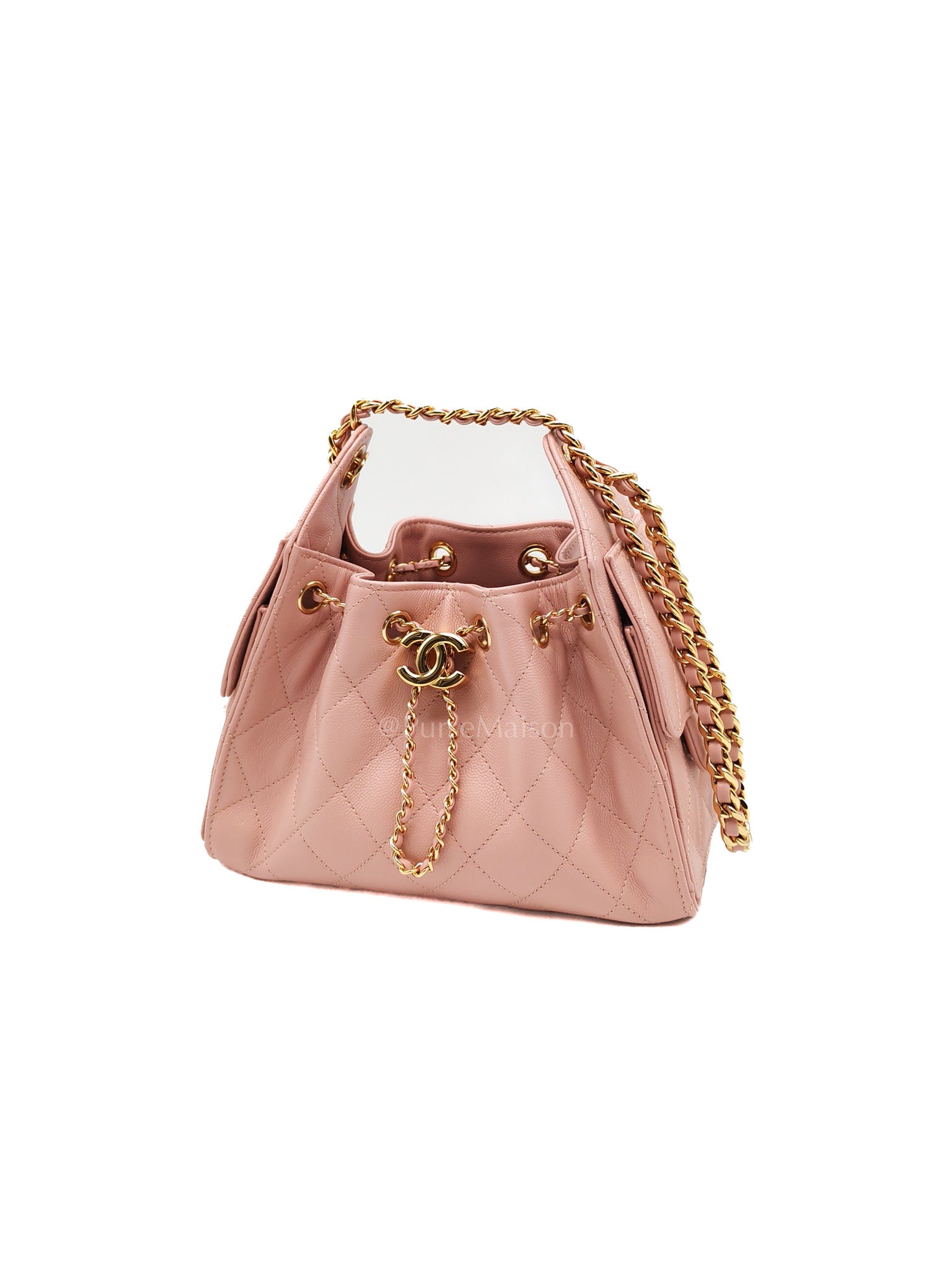 25 Mini in Pink Caviar Leather and Shiny Rosegold Hardware Microchip