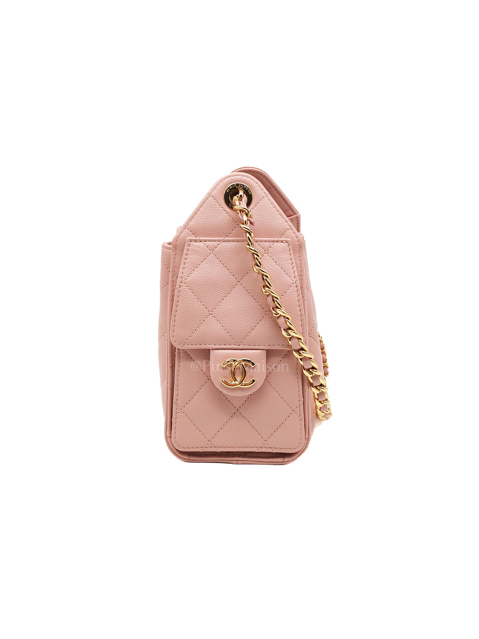 25 Mini in Pink Caviar Leather and Shiny Rosegold Hardware Microchip