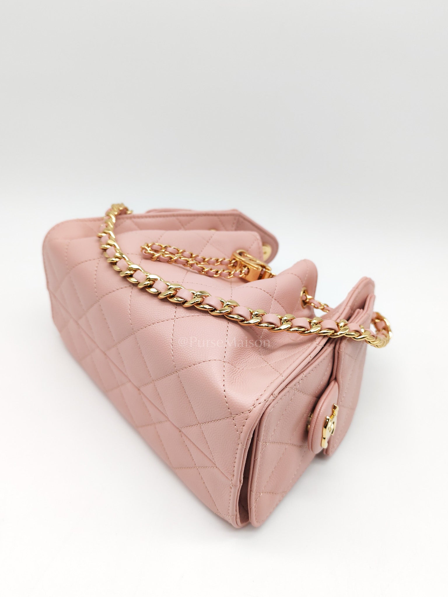 25 Mini in Pink Caviar Leather and Shiny Rosegold Hardware Microchip