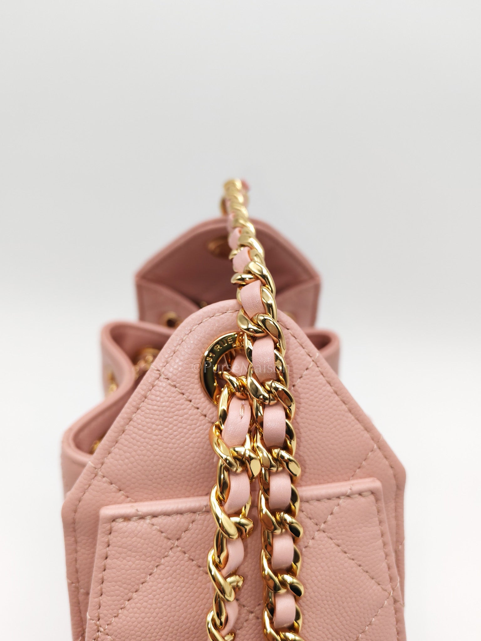 25 Mini in Pink Caviar Leather and Shiny Rosegold Hardware Microchip