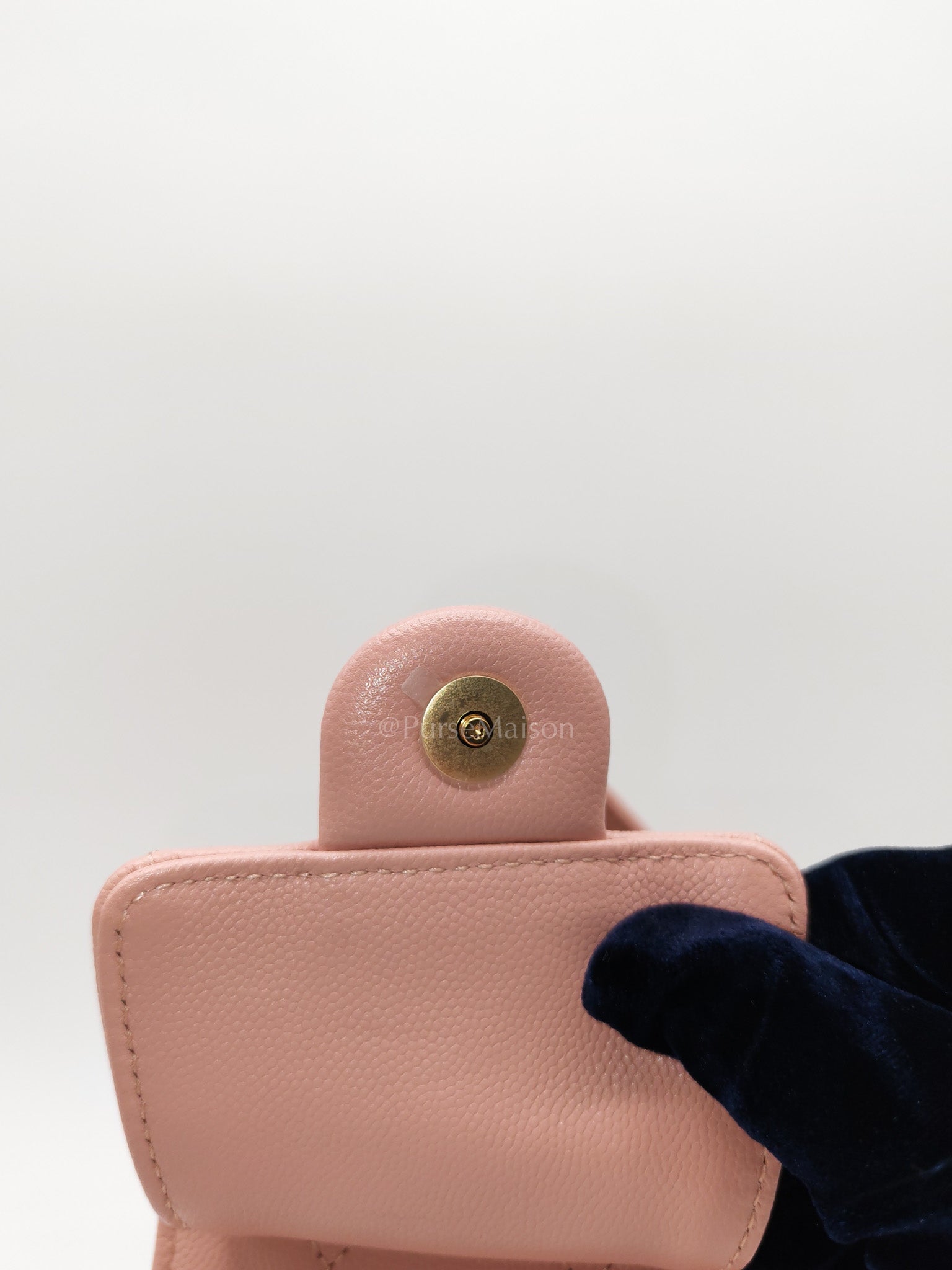 25 Mini in Pink Caviar Leather and Shiny Rosegold Hardware Microchip