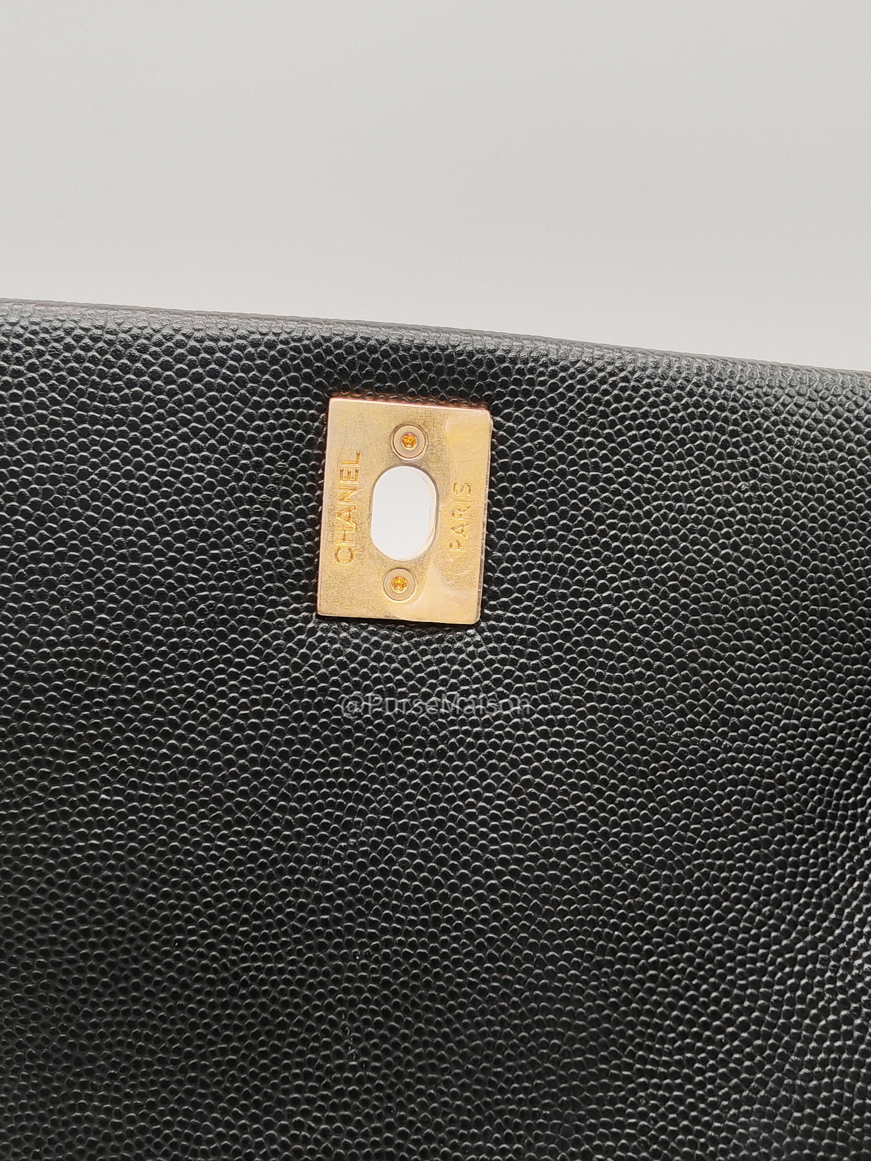 Chanel Coco Handle Small in Black Quilted Caviar Leather and Light Gold Hardware Series 24