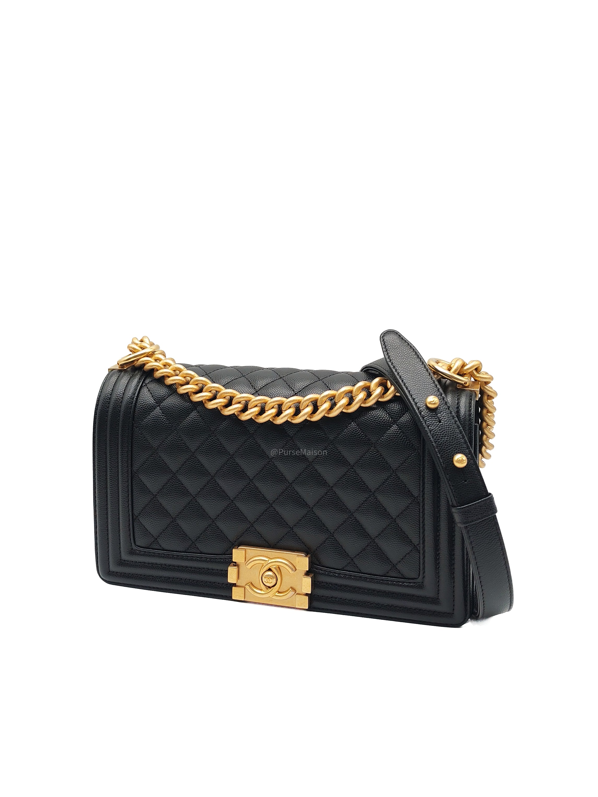 Chanel Boy Old Medium Caviar GHW Microchip CEN64C5A