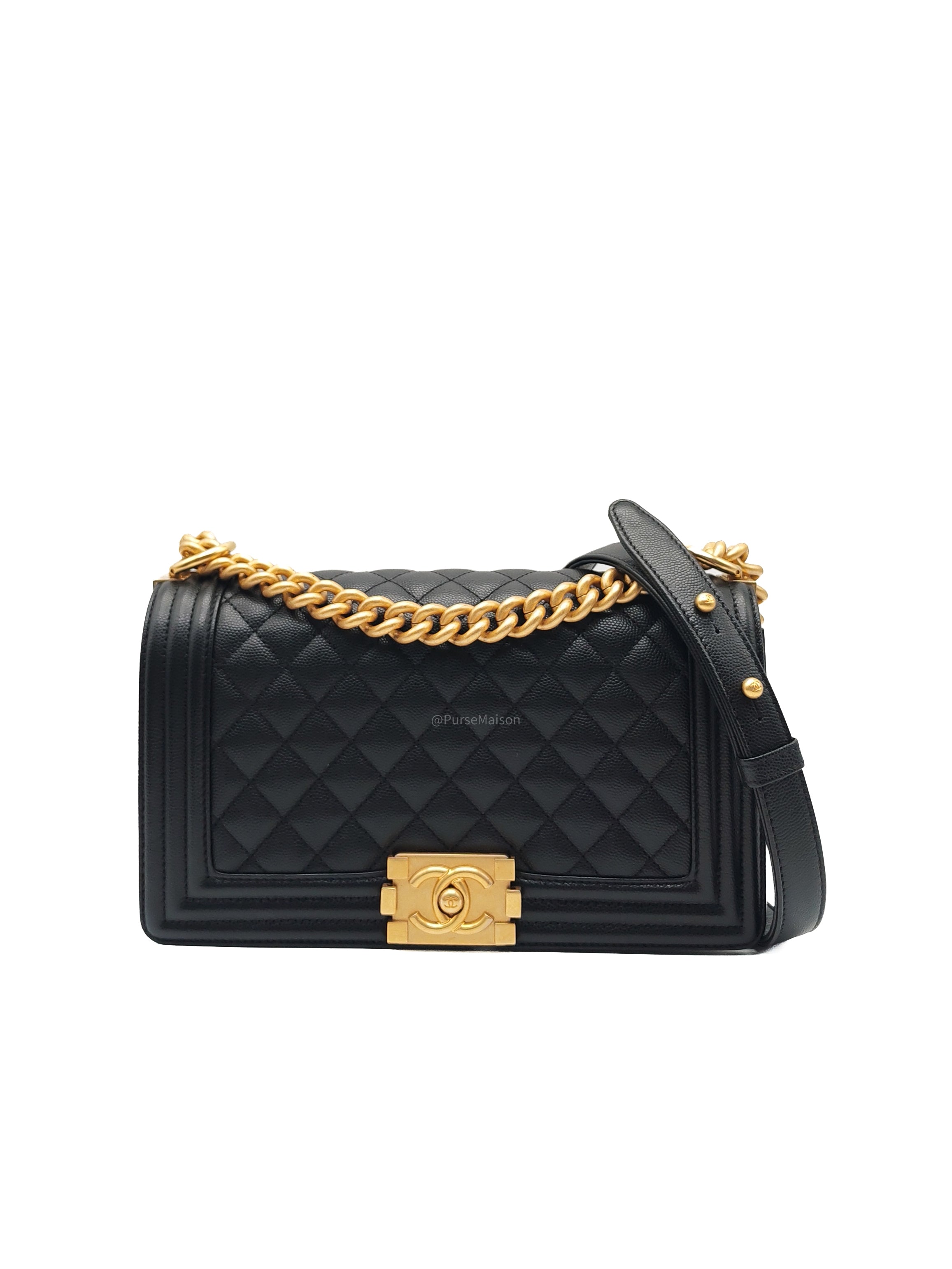 Chanel Boy Old Medium Caviar GHW Microchip CEN64C5A