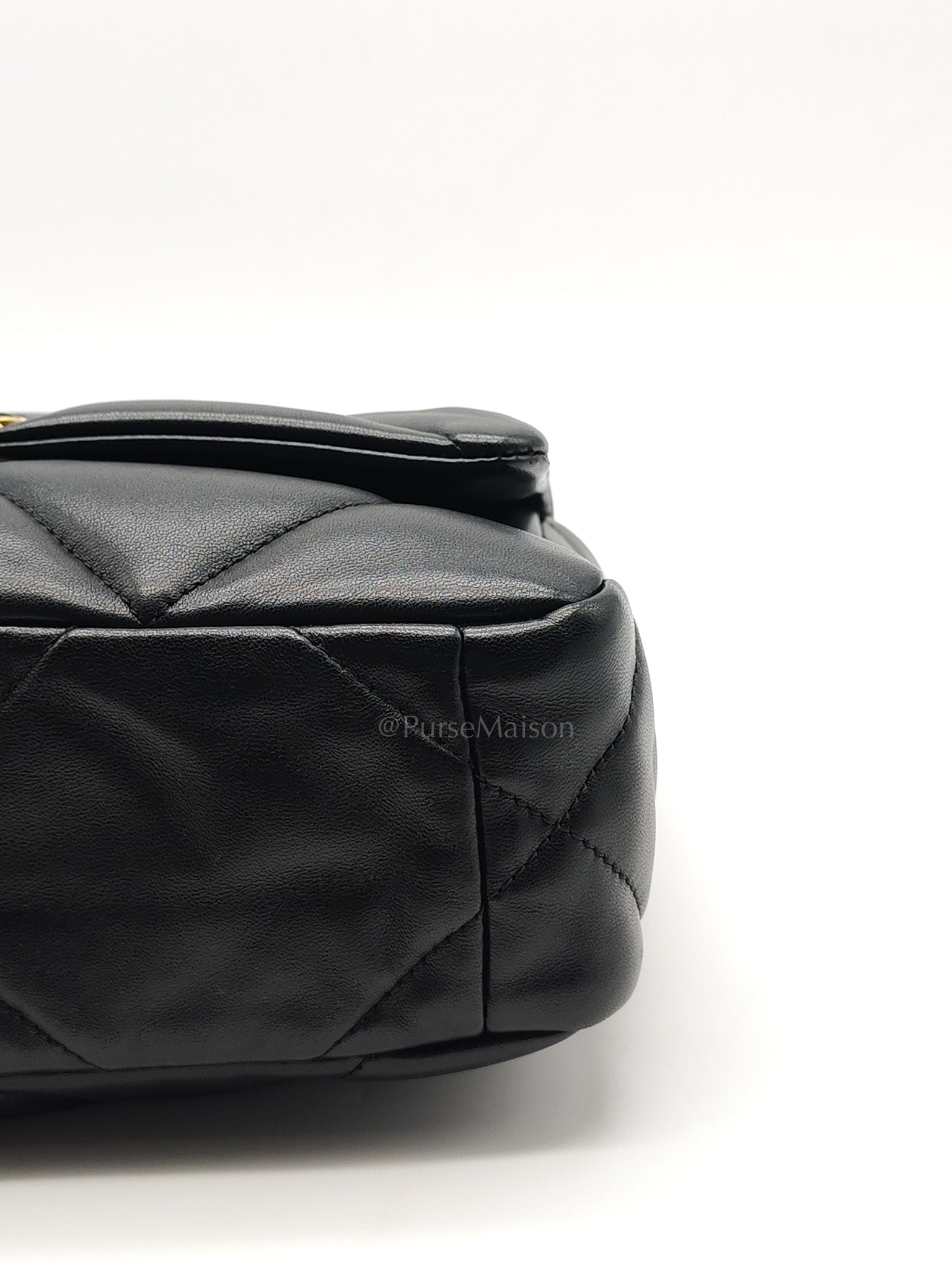 19 Small in Black Quilted Lambskin Leather & Mixed Hardware Microchip