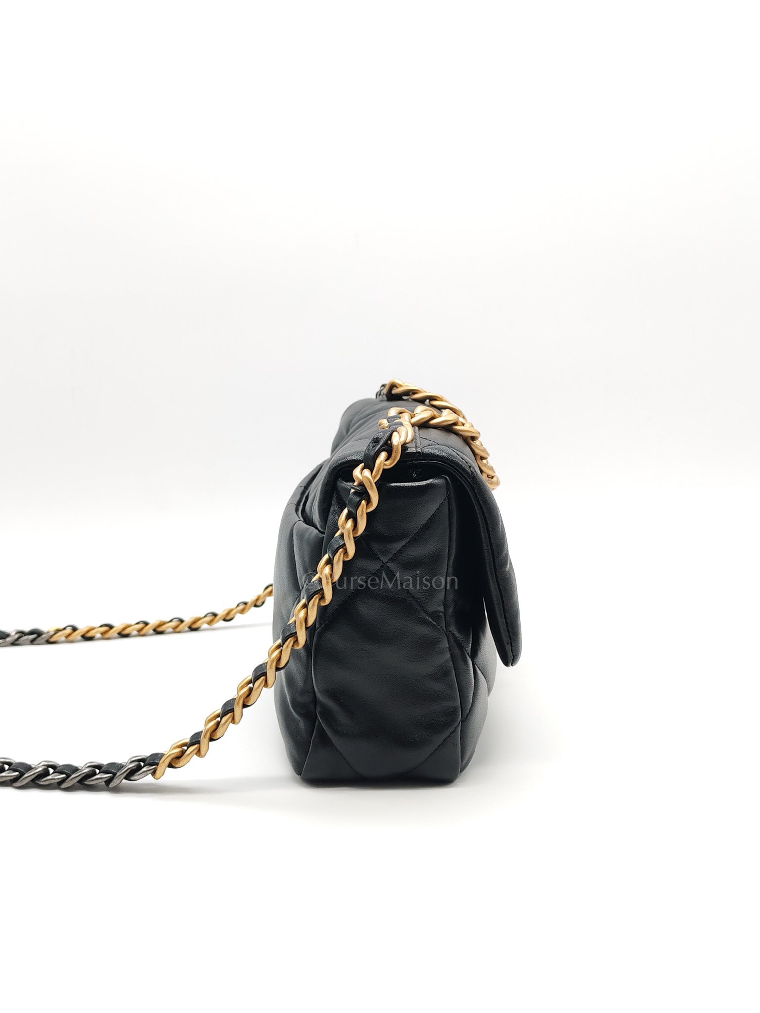 19 Small in Black Quilted Lambskin Leather & Mixed Hardware Microchip