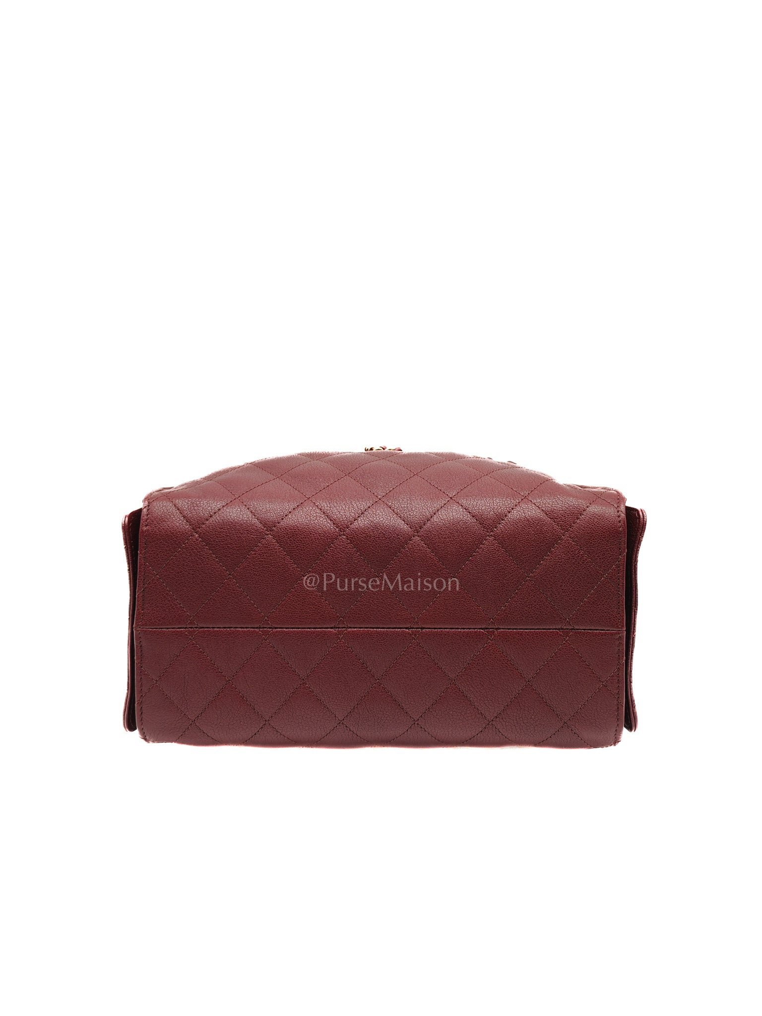 25 Small in Burgundy Shiny Grain Calfskin Leather and Gold Hardware Microchip
