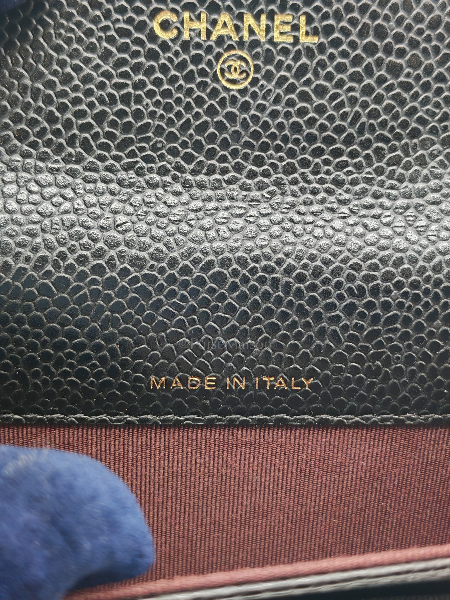 Chanel Classic Flap Card Holder in Black Quilted Caviar Leather & Gold Hardware Series 30