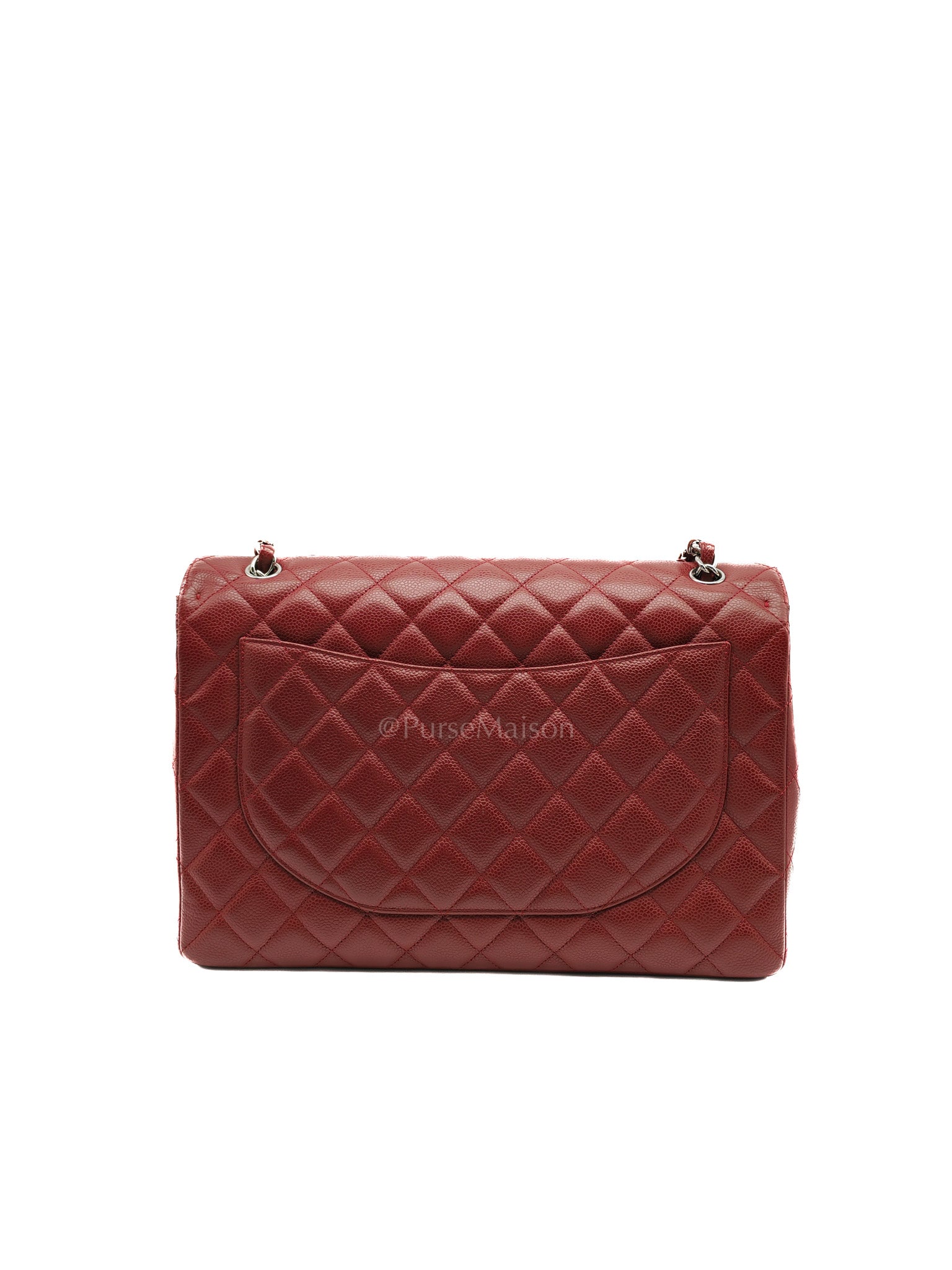 Chanel Classic Double Flap Maxi in Deep Burgundy Quilted Caviar Leather & Palladium Hardware Series 13