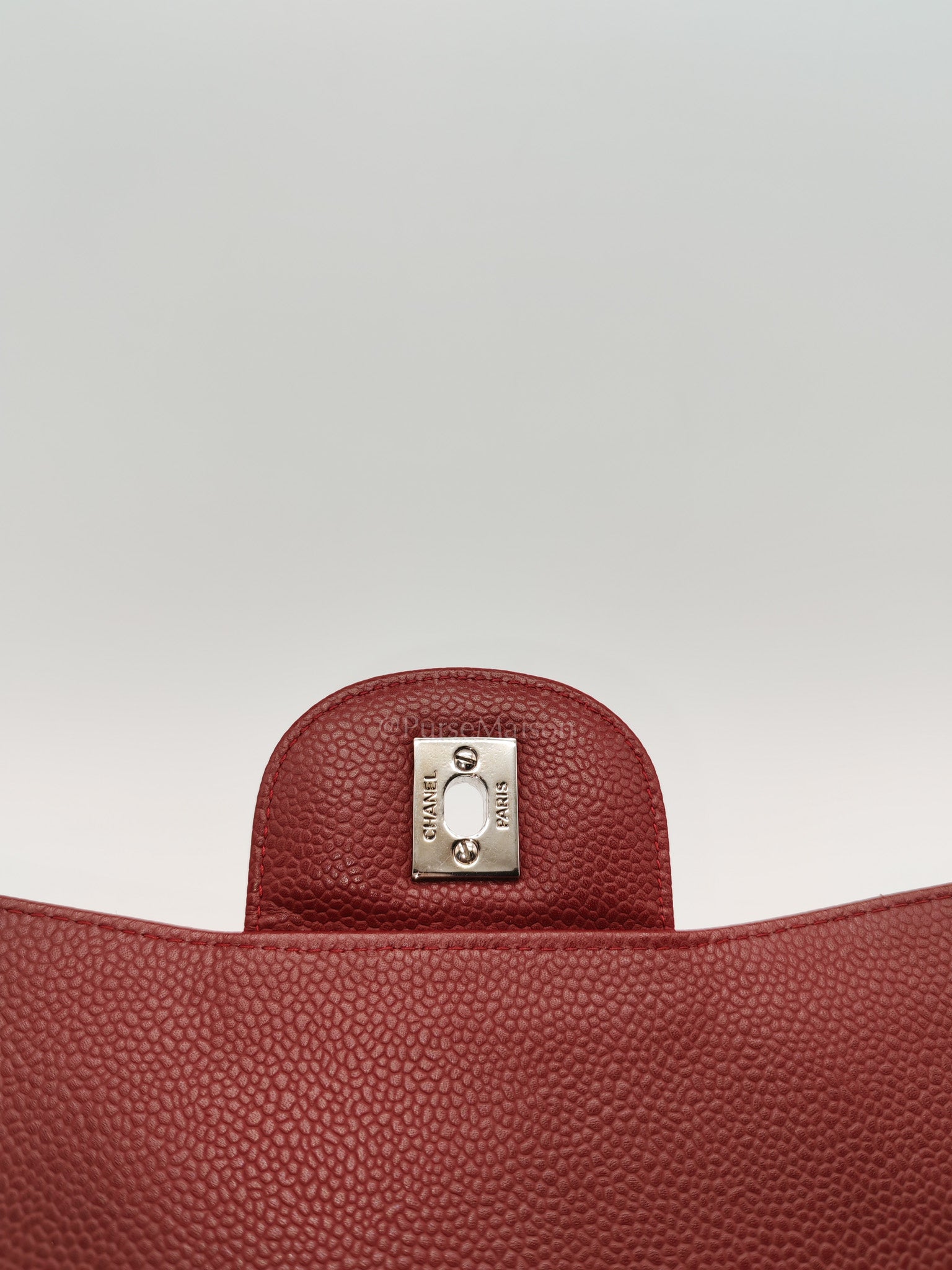 Chanel Classic Double Flap Maxi in Deep Burgundy Quilted Caviar Leather & Palladium Hardware Series 13