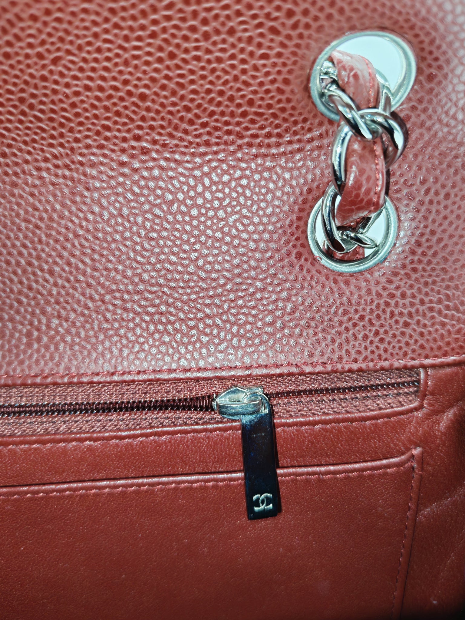 Chanel Classic Double Flap Maxi in Deep Burgundy Quilted Caviar Leather & Palladium Hardware Series 13