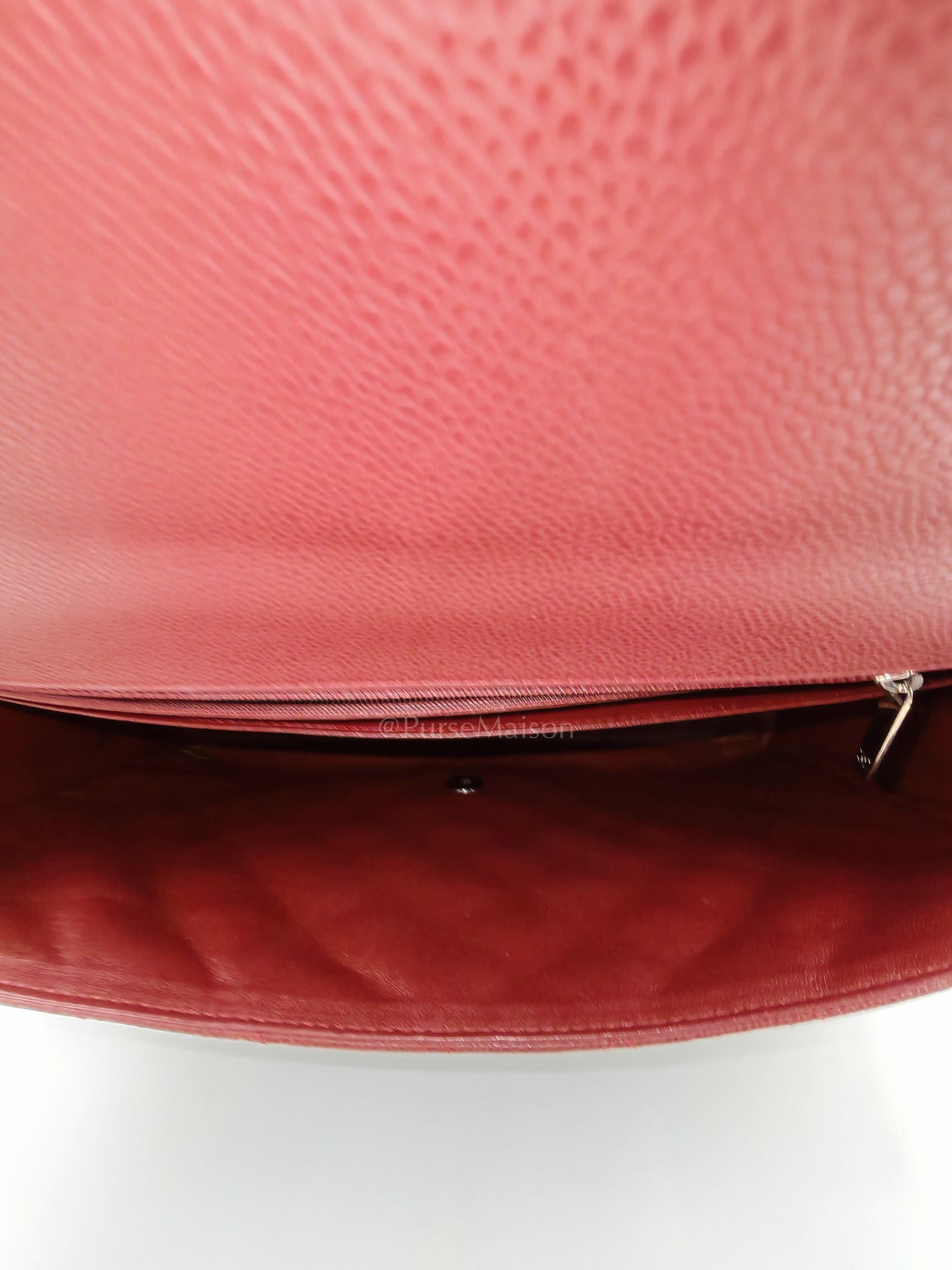 Chanel Classic Double Flap Maxi in Deep Burgundy Quilted Caviar Leather & Palladium Hardware Series 13