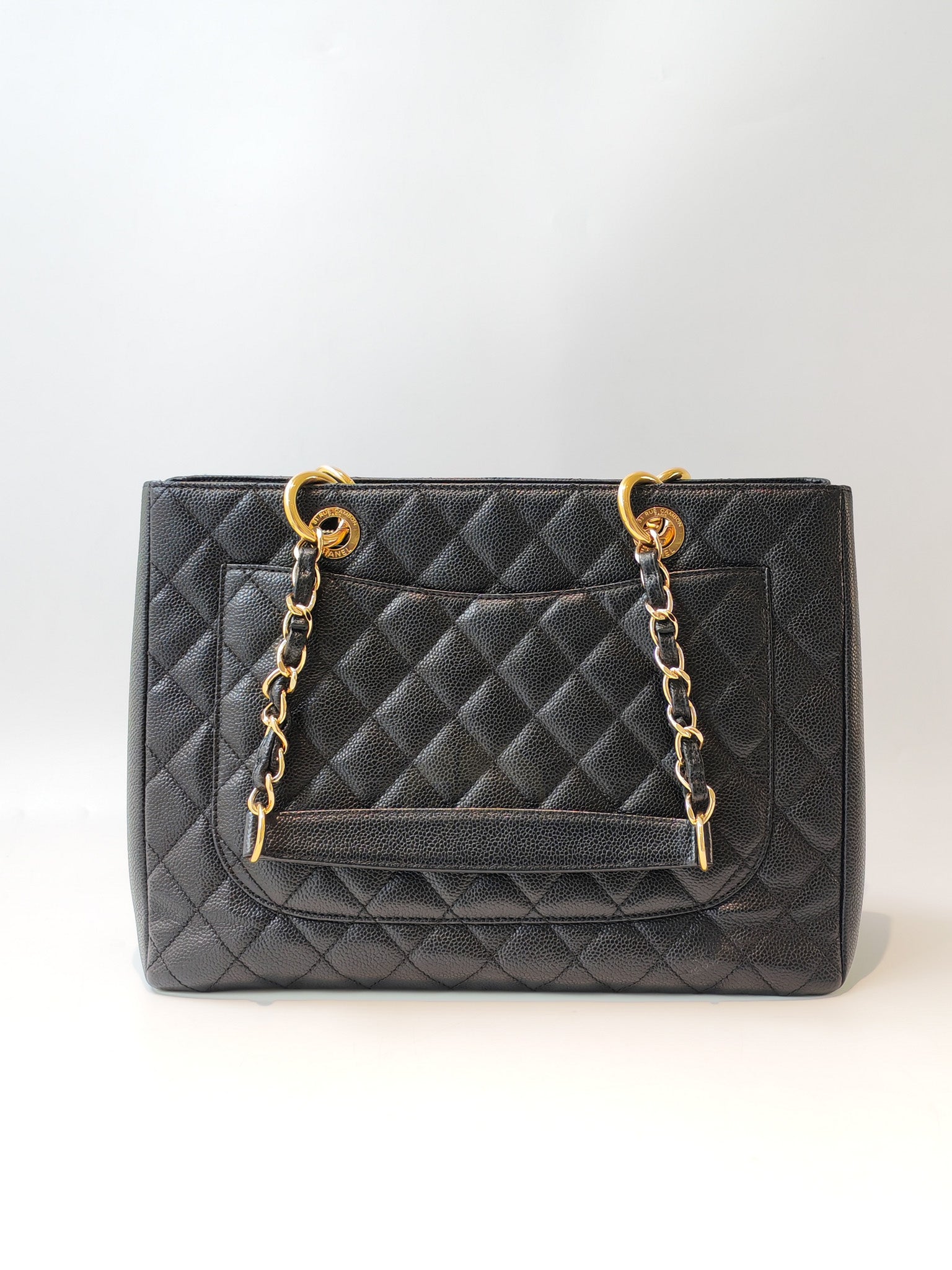 Grand Shopping Tote (GST) in Black Caviar Leather and Gold Hardware Series 21