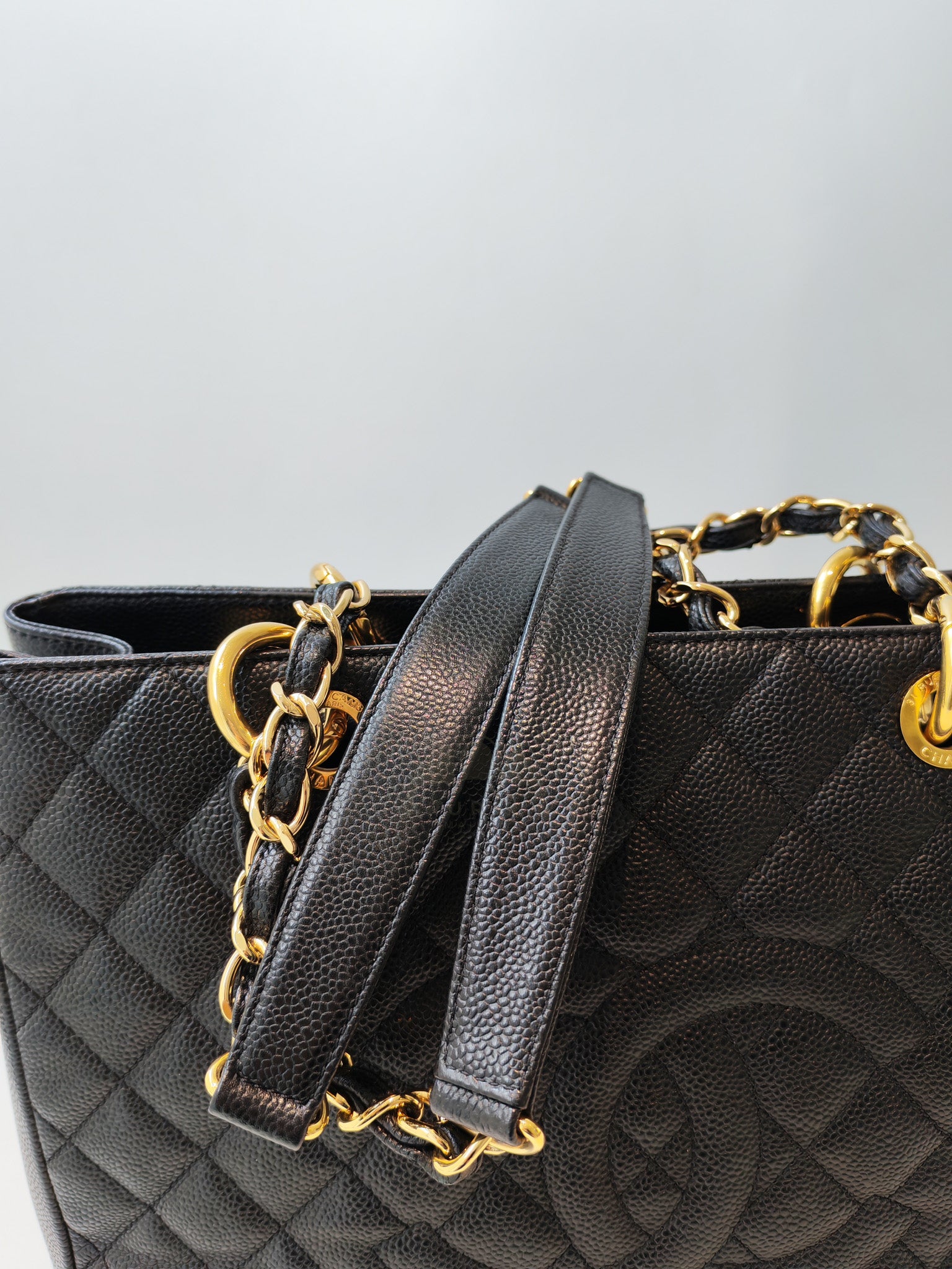 Grand Shopping Tote (GST) in Black Caviar Leather and Gold Hardware Series 21