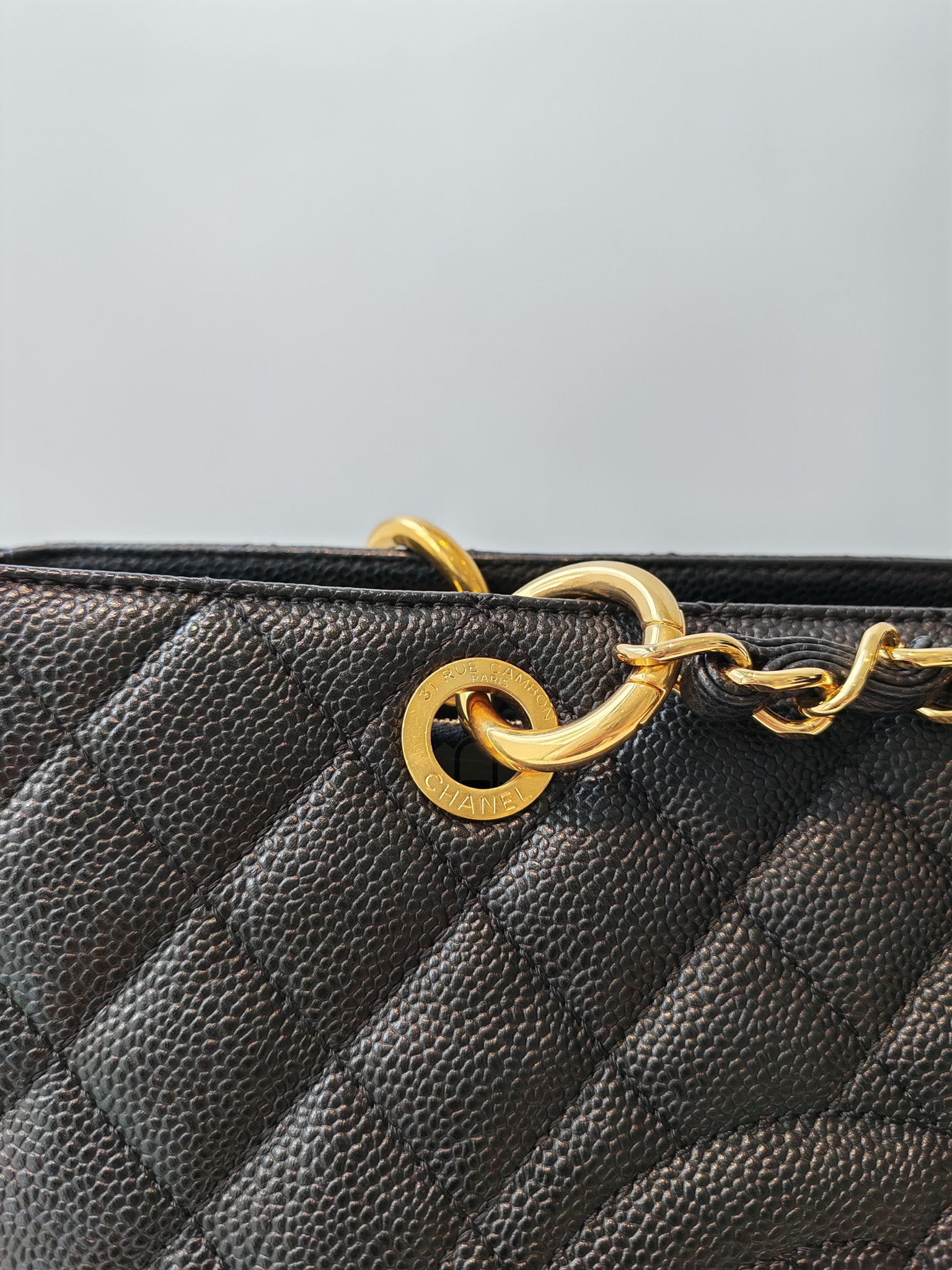 Grand Shopping Tote (GST) in Black Caviar Leather and Gold Hardware Series 21