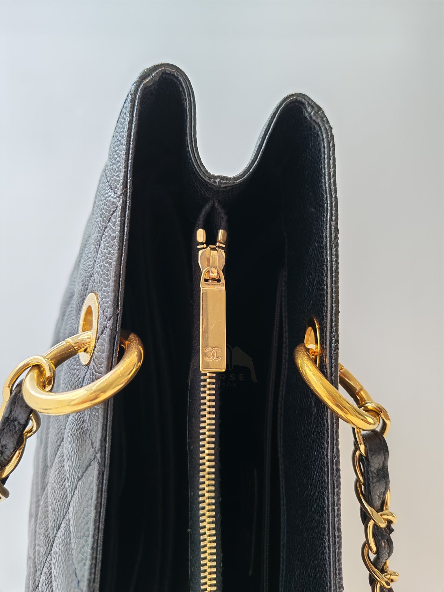 Grand Shopping Tote (GST) in Black Caviar Leather and Gold Hardware Series 21