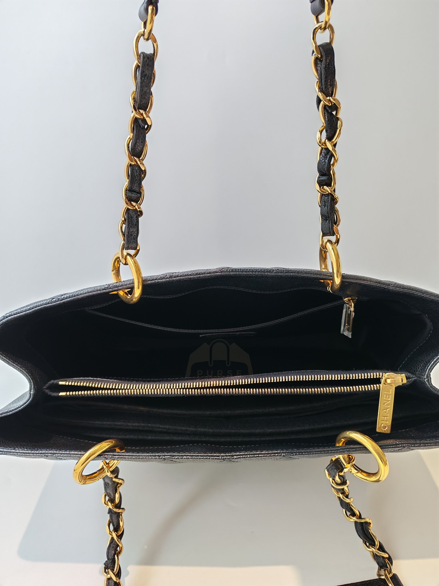 Grand Shopping Tote (GST) in Black Caviar Leather and Gold Hardware Series 21