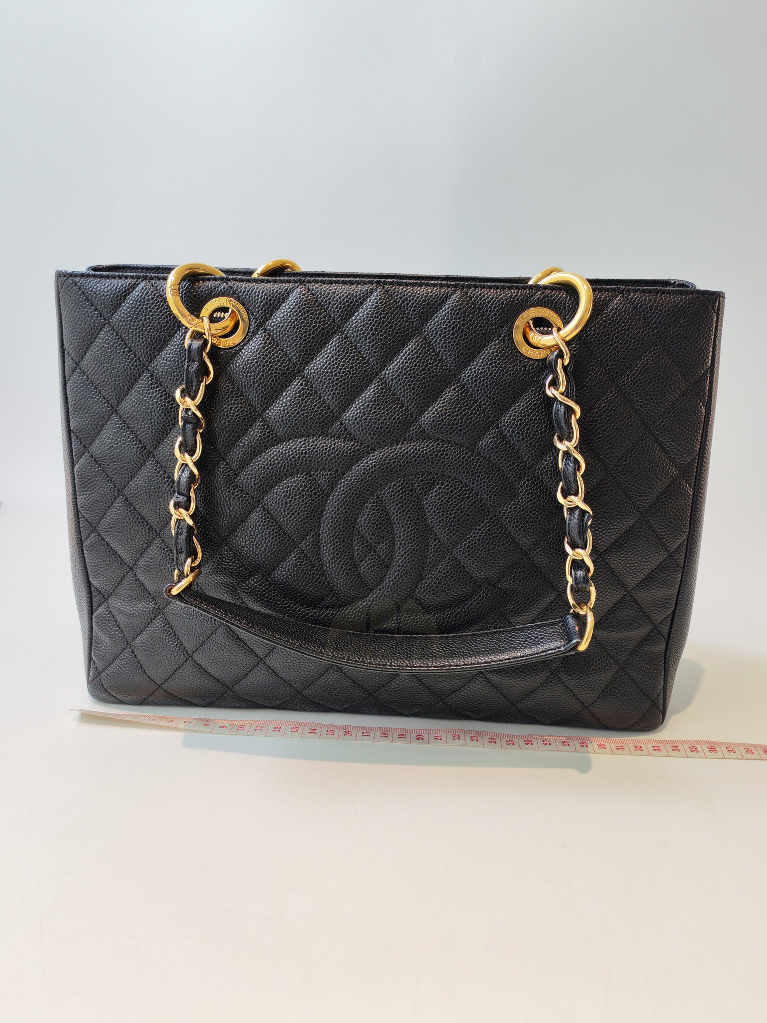 Grand Shopping Tote (GST) in Black Caviar Leather and Gold Hardware Series 21