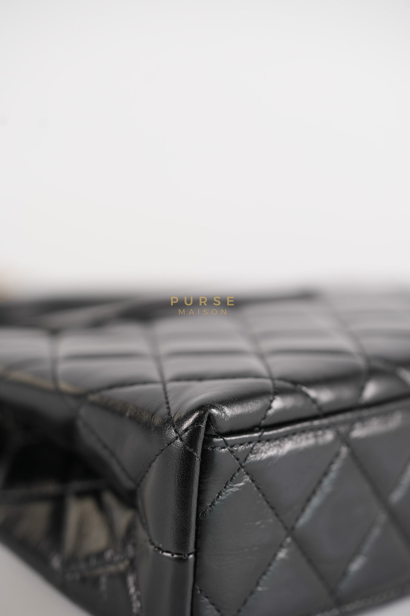 Mini Kelly Top Handle Bag in Black Quilted Calfskin Leather & Gold Hardware Microchip | Purse Maison Luxury Bags Shop