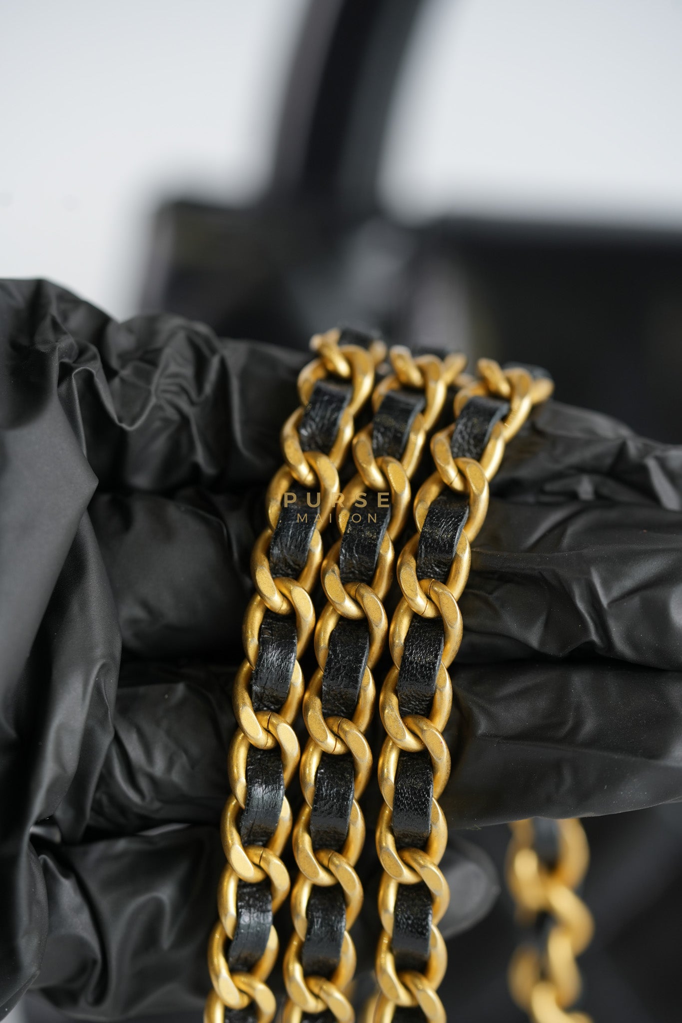 Mini Kelly Top Handle Bag in Black Quilted Calfskin Leather & Gold Hardware Microchip | Purse Maison Luxury Bags Shop