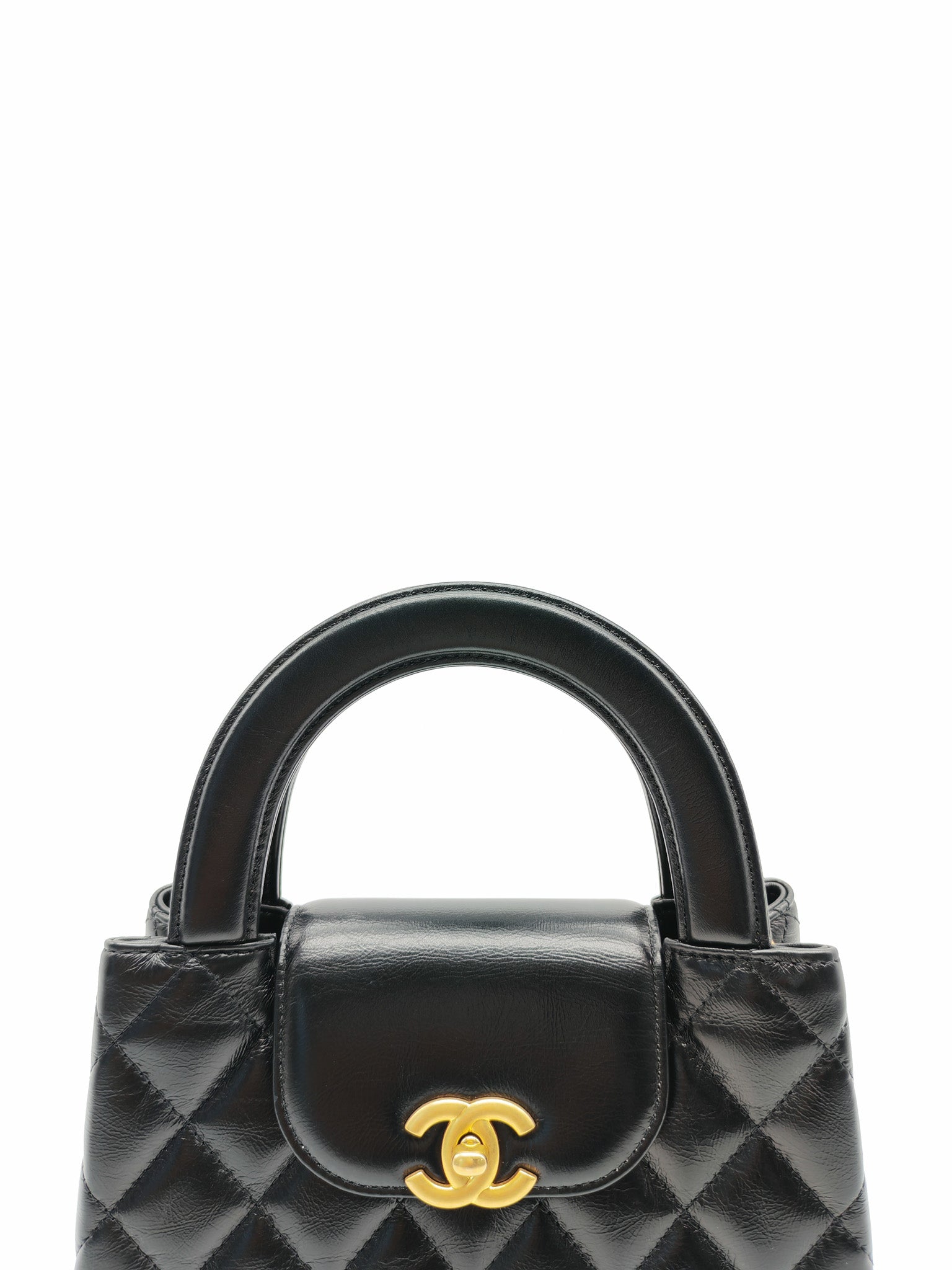 CC Kelly Small in Black Shiny Calfskin Leather and Aged Gold Hardware (Microchip)