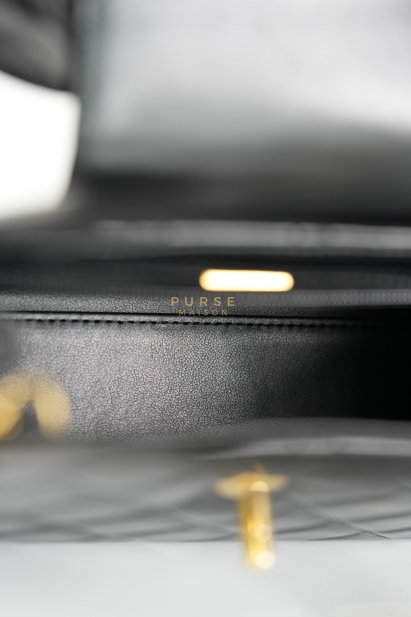 Mini Kelly Top Handle Bag in Black Quilted Calfskin Leather & Gold Hardware Microchip | Purse Maison Luxury Bags Shop