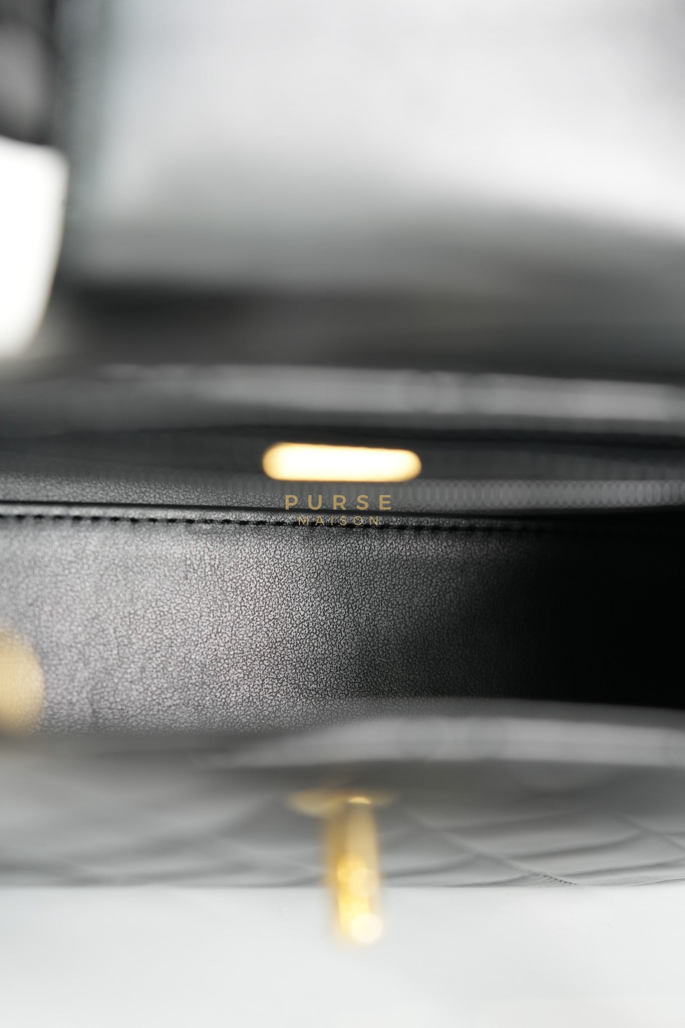 Mini Kelly Top Handle Bag in Black Quilted Calfskin Leather & Gold Hardware Microchip | Purse Maison Luxury Bags Shop