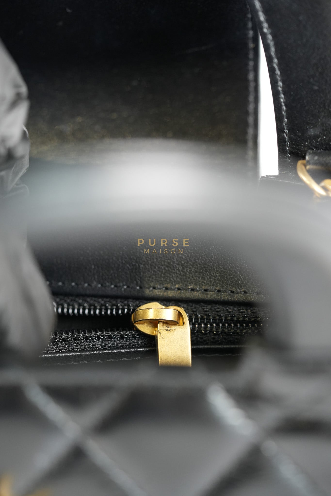 Mini Kelly Top Handle Bag in Black Quilted Calfskin Leather & Gold Hardware Microchip | Purse Maison Luxury Bags Shop