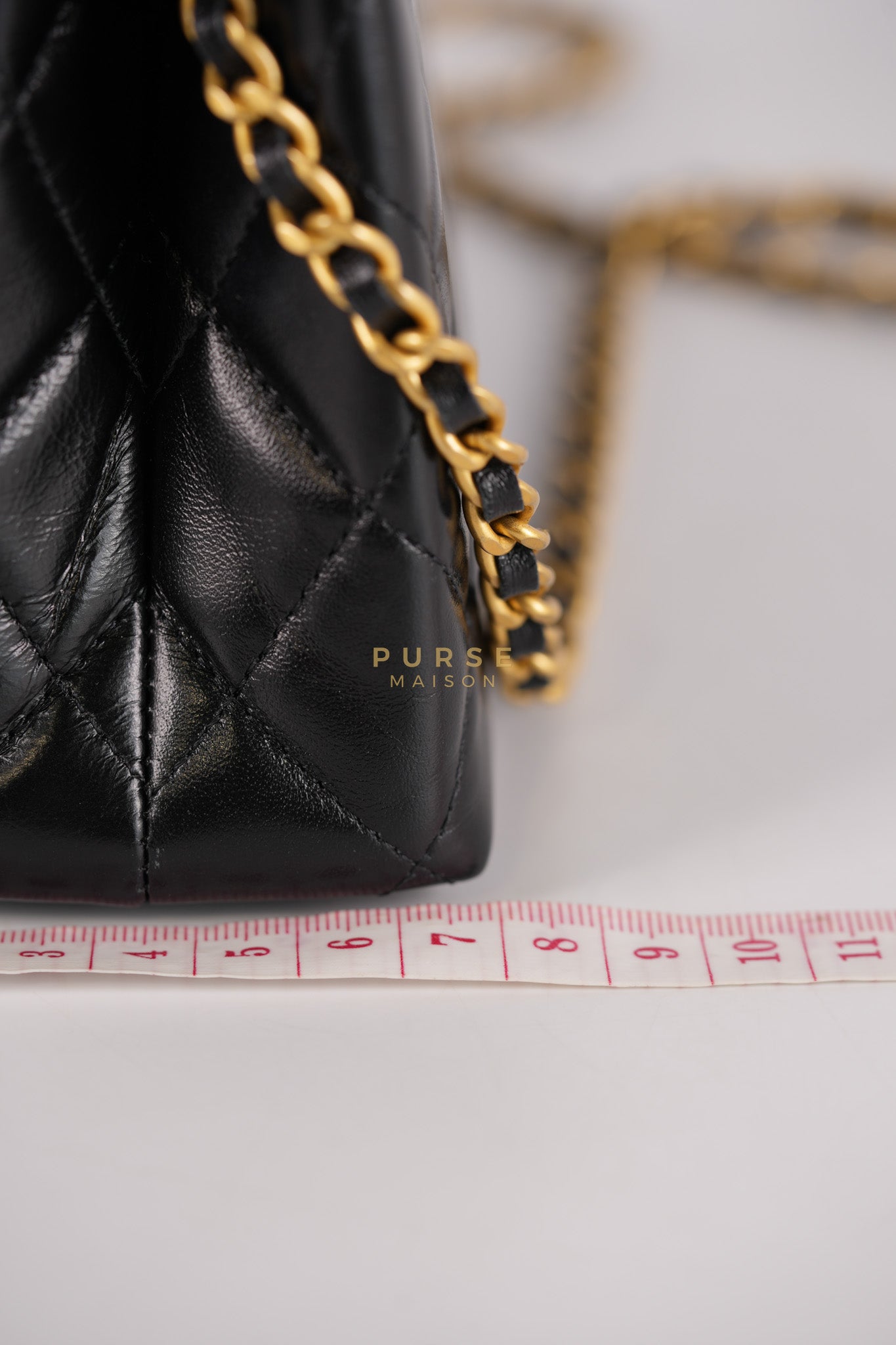 Mini Kelly Top Handle Bag in Black Quilted Calfskin Leather & Gold Hardware Microchip | Purse Maison Luxury Bags Shop