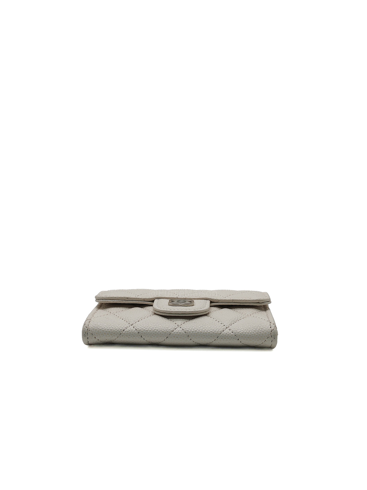 Chanel Classic Flap Card Holder in White Quilted Caviar Leather and Silver Hardware Series 30
