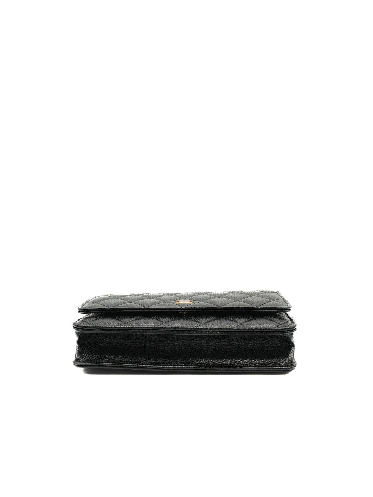 Chanel Classic Wallet On Chain in Black Quilted Caviar Leather & Gold Hardware Microchip